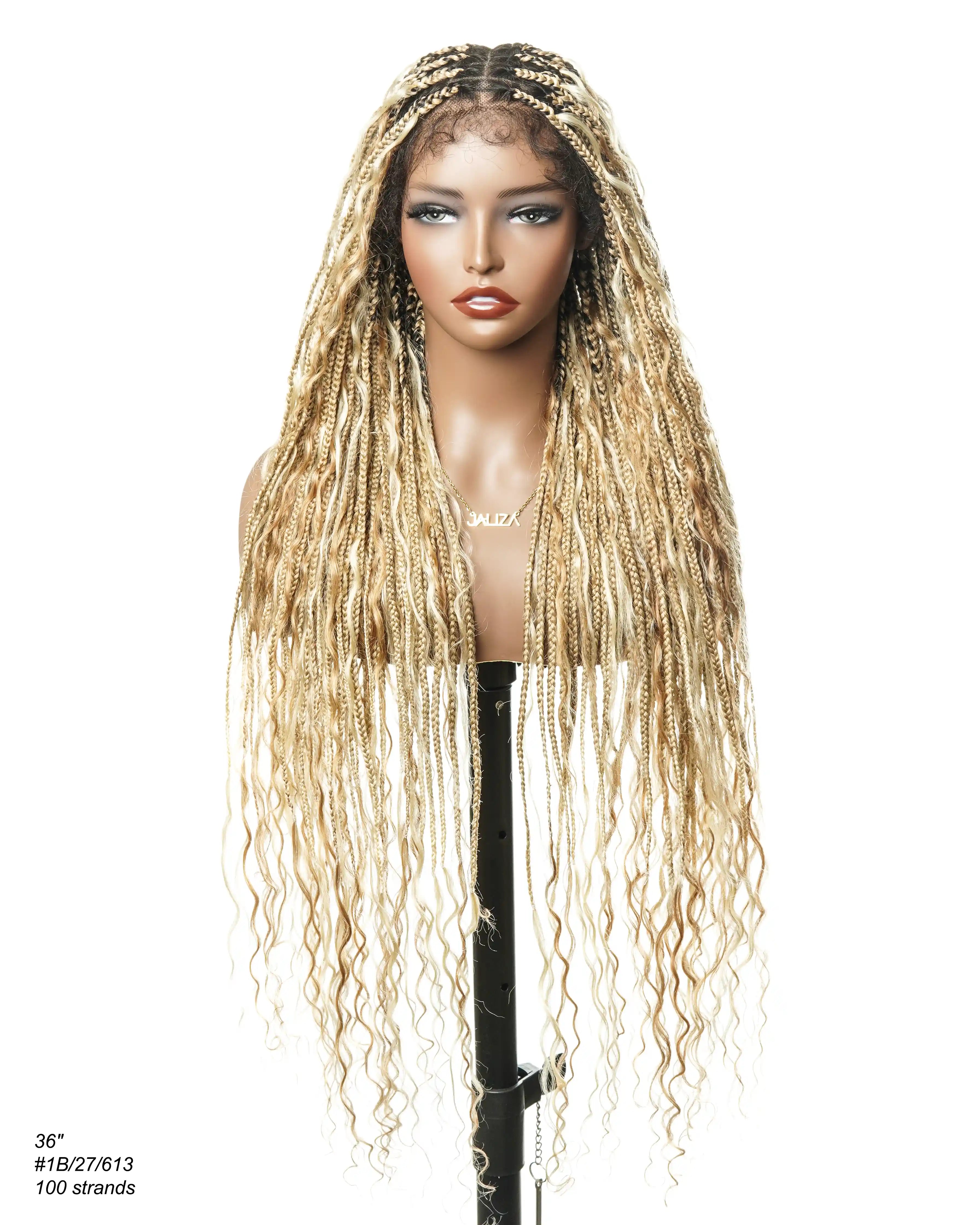 Kiki - 36" Pre Bleached Swiss HD Lace Boho Box Braided Wig