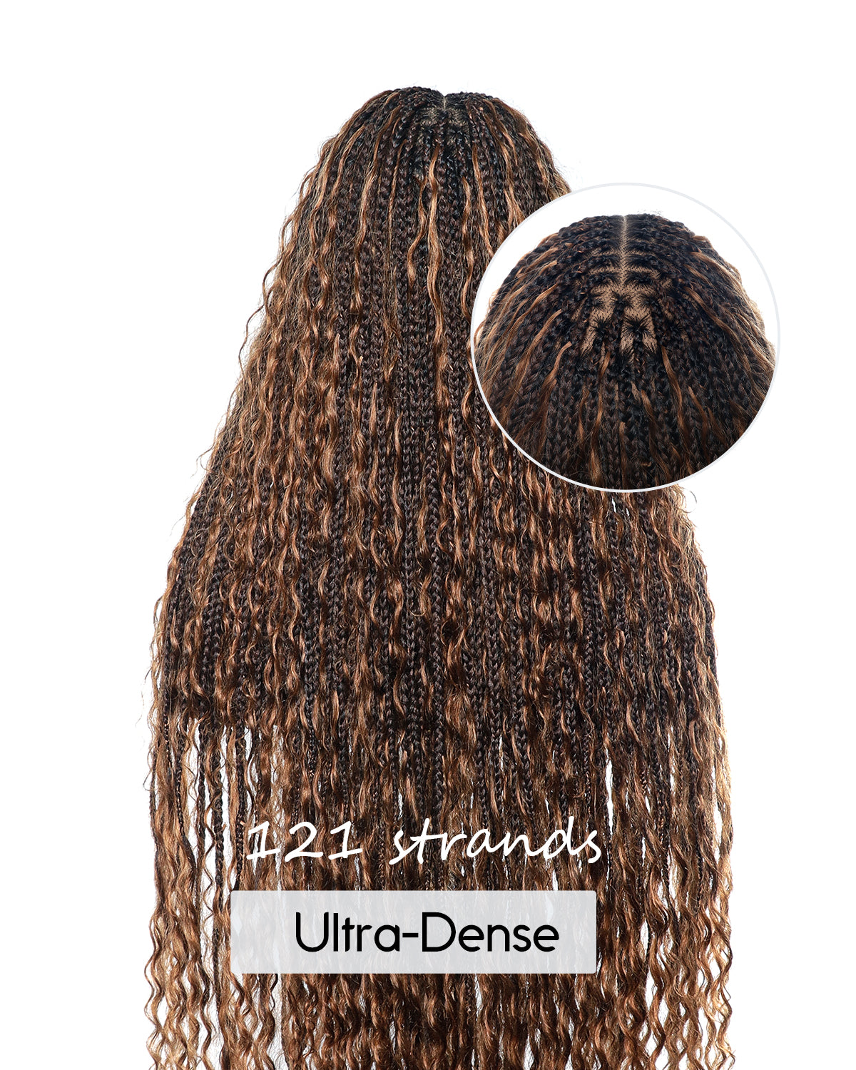 Kiki - 36" Pre Bleached Swiss HD Lace Boho Box Braided Wig