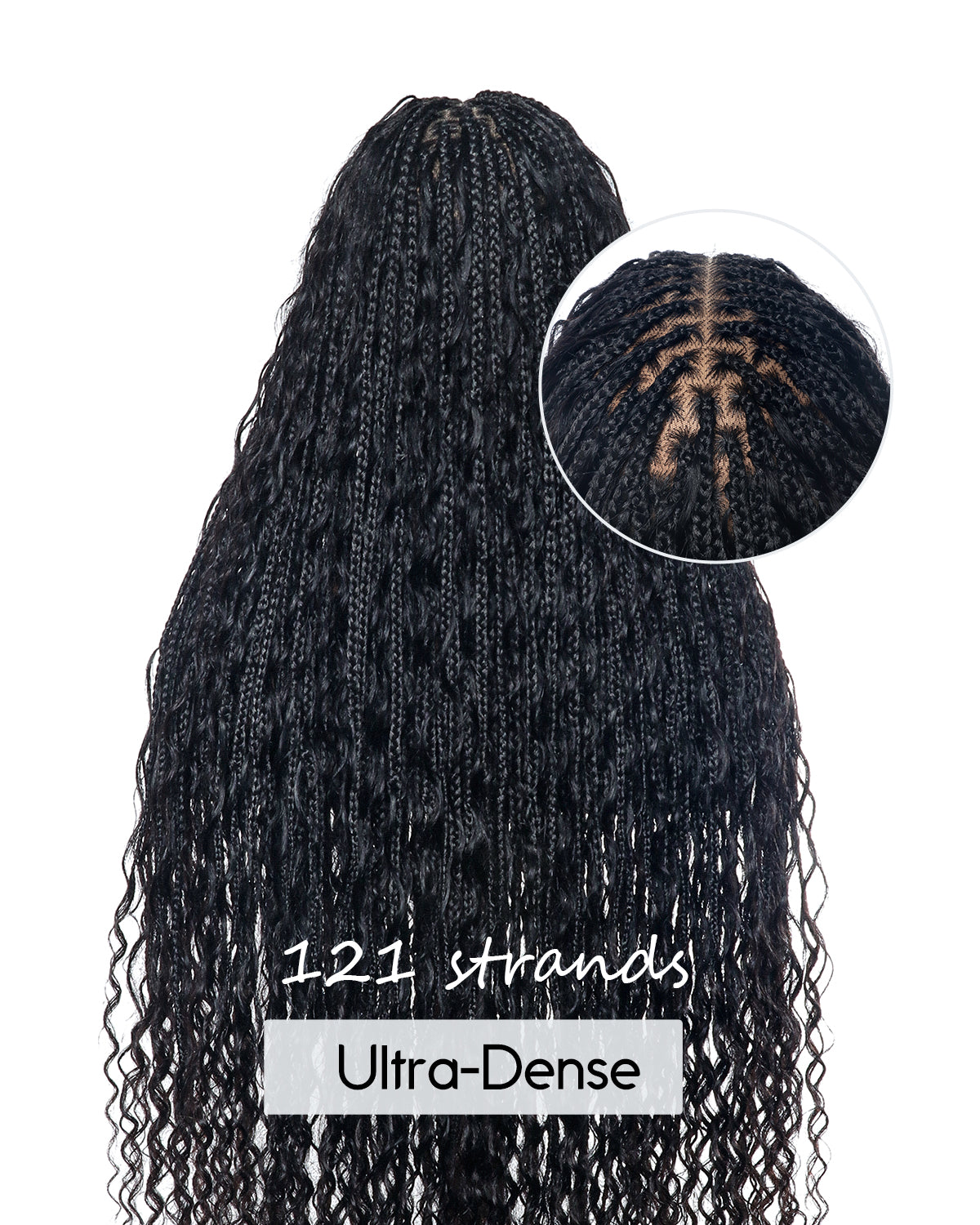 Kiki - 36" Pre Bleached Swiss HD Lace Boho Box Braided Wig
