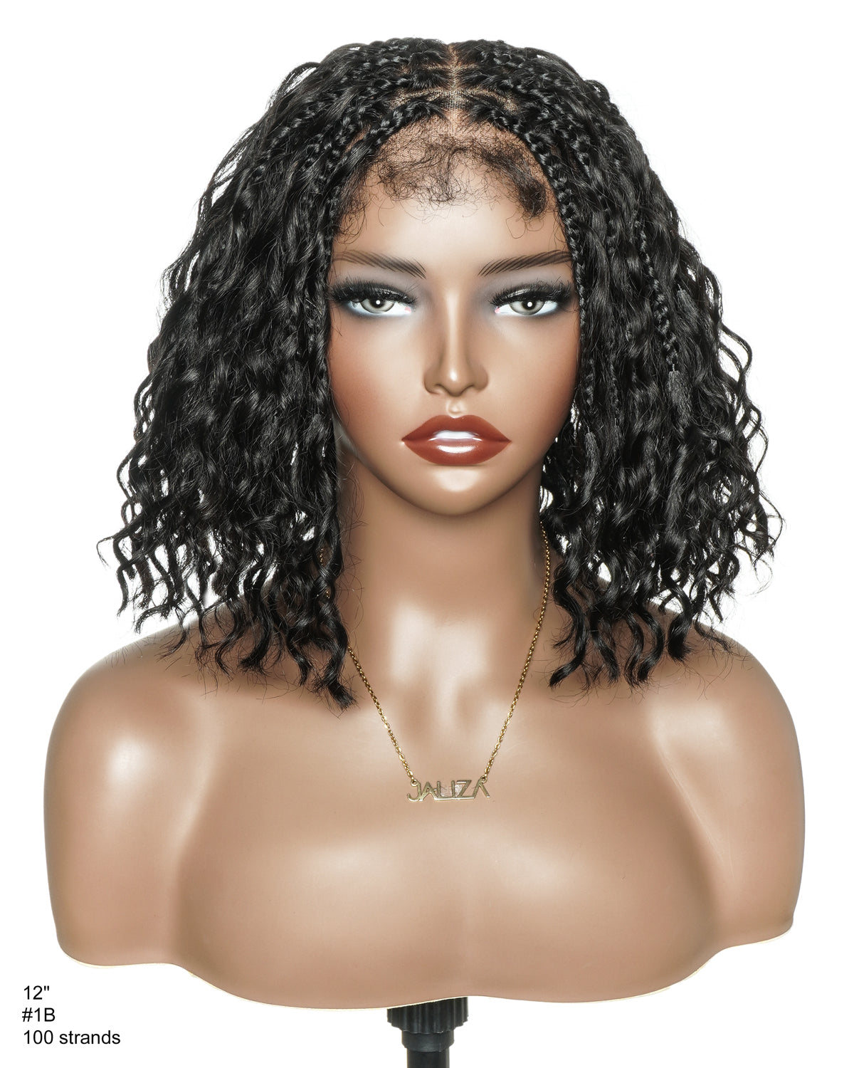 Kiki Bob - 12" Pre Bleached Swiss HD Full Lace Bob Boho Box Braided Wig With Human Hair Boho Curls