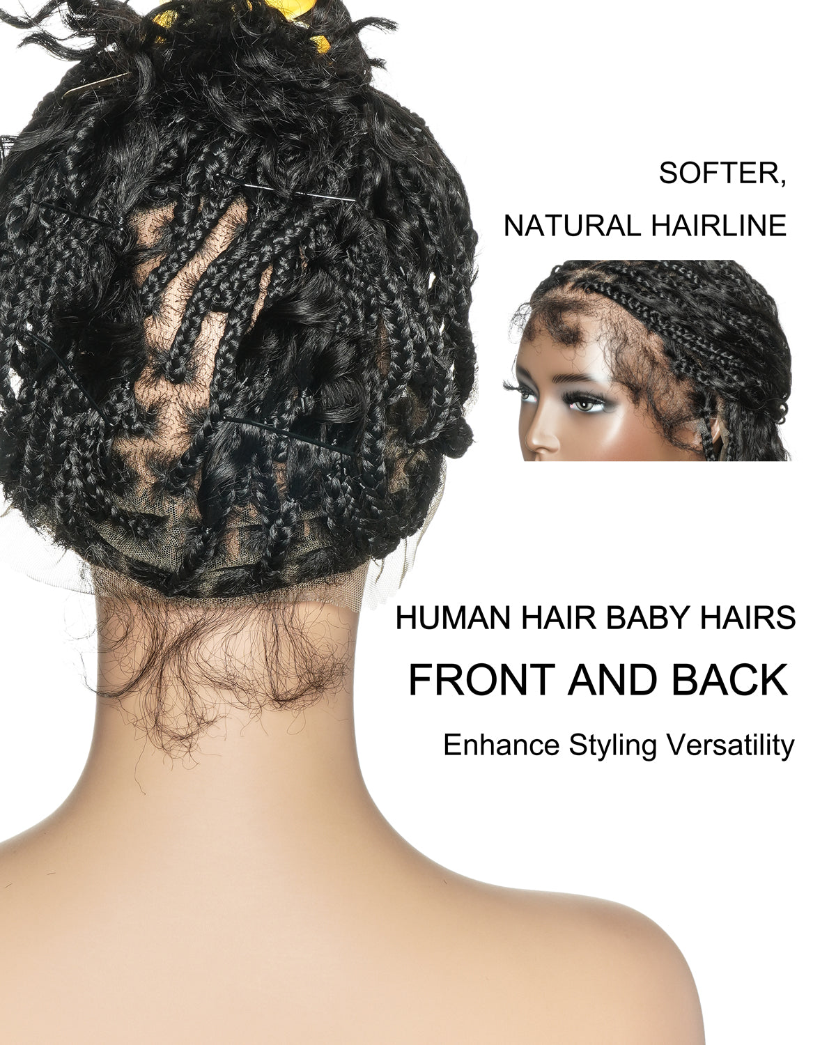 Kiki Bob - 12" Pre Bleached Swiss HD Full Lace Bob Boho Box Braided Wig With Human Hair Boho Curls
