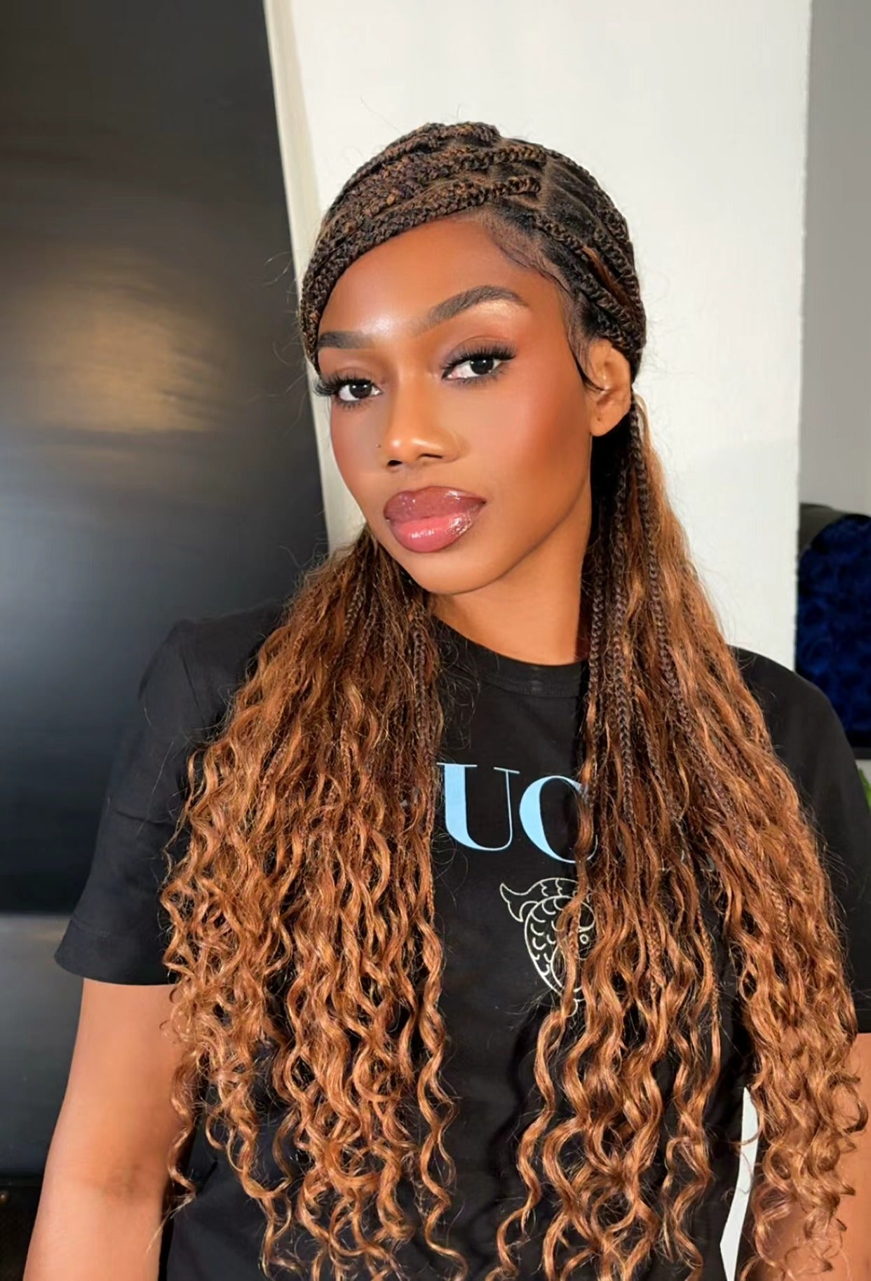 Kiki - 24" Pre Bleached Human Hair Lace Base Swiss HD Full Lace Human Hair Curls Boho Box Braided Wig