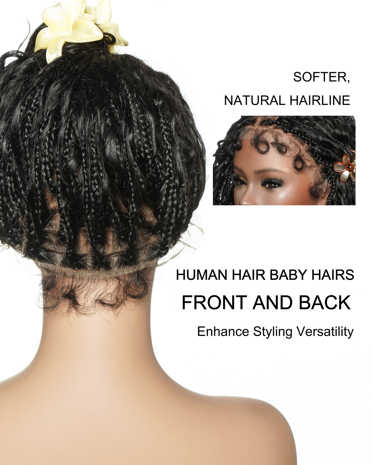 Nami - 100% Human Hair Drawstring Cap Swiss HD Full Lace Water Wave Boho Box Braided Wig Pre Cut & Pre Bleached & Pre Plucked