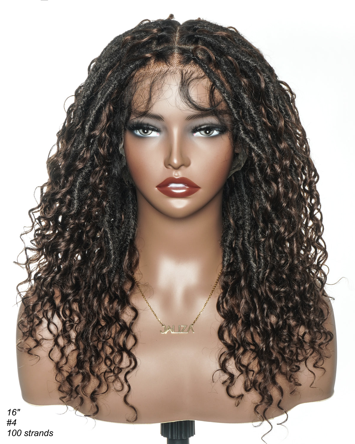 Lola - 16" Pre Bleached Swiss HD Full Lace Boho Locs Wig With Human Hair Boho Curls