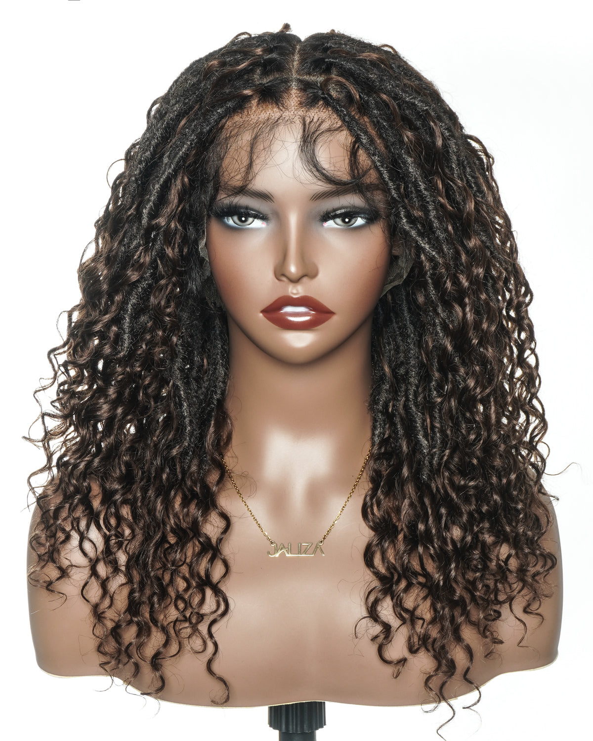 Lola - 16" Pre Bleached Swiss HD Full Lace Boho Locs Wig With Human Hair Boho Curls