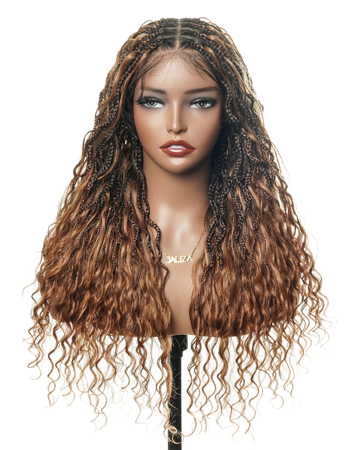 Wavina - 24 Inches Wavy Box Braids with Human Hair Cascading Boho Waves Boho Box Braided Wig