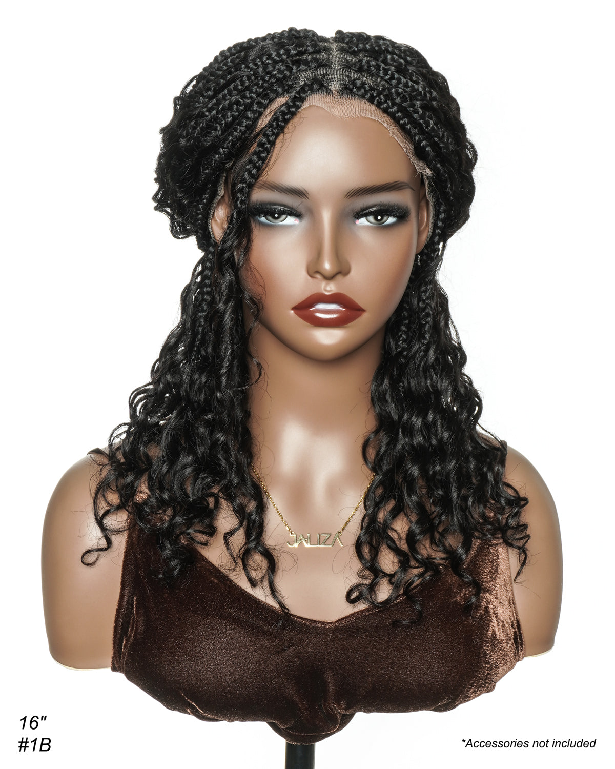 Human Hair Braided Wig Glueless 16" Pre Cut HD Full Elastic Lace Lightweight Ready-To-Go Boho Box Braided Wig