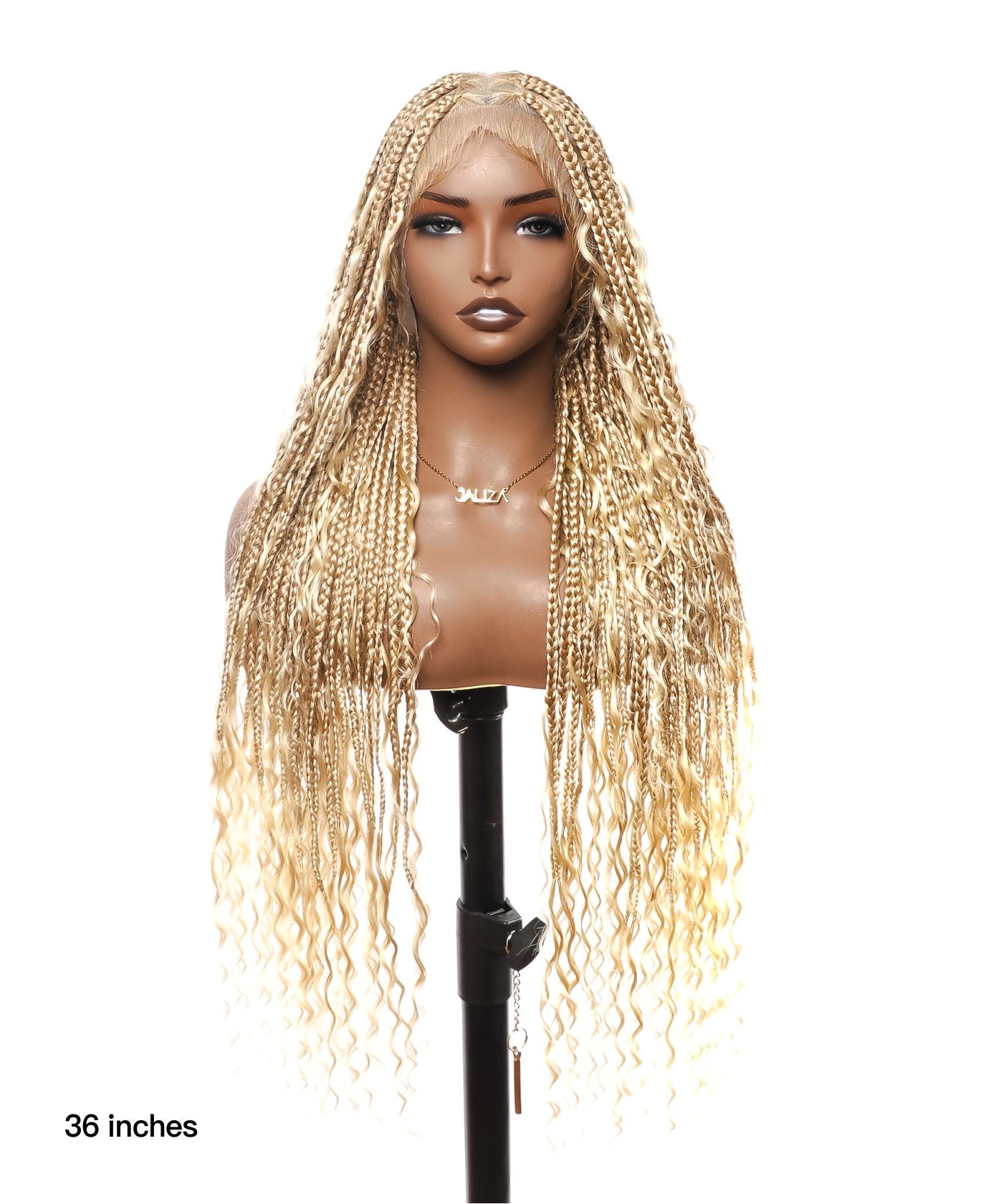 100% Hand-Tied Full Transparent Lace Human Hair Boho Curls Knotless Boho Box Braided Wig