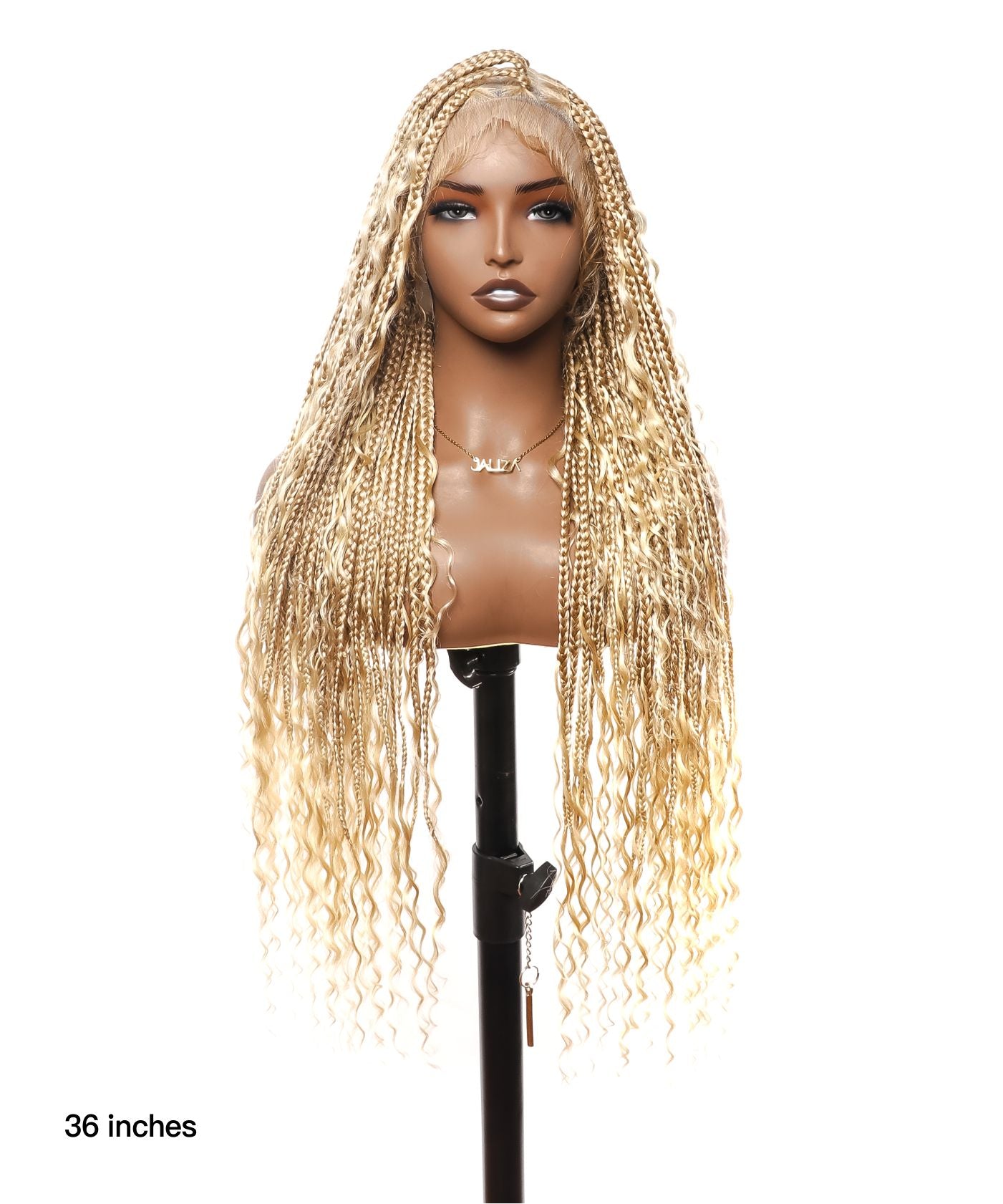 100% Hand-Tied Full Transparent Lace Human Hair Boho Curls Knotless Boho Box Braided Wig