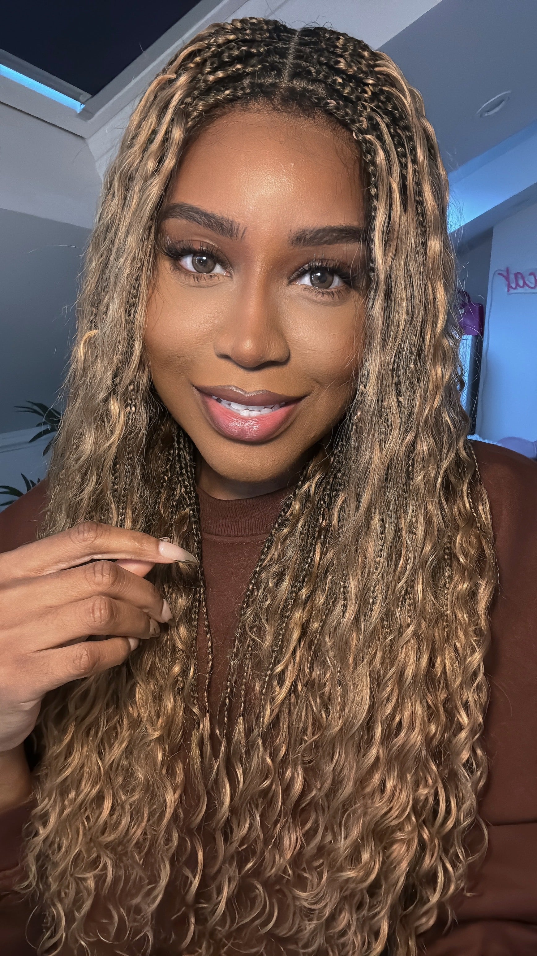 Kiki - 24" Pre Bleached Human Hair Lace Base Swiss HD Full Lace Human Hair Curls Boho Box Braided Wig