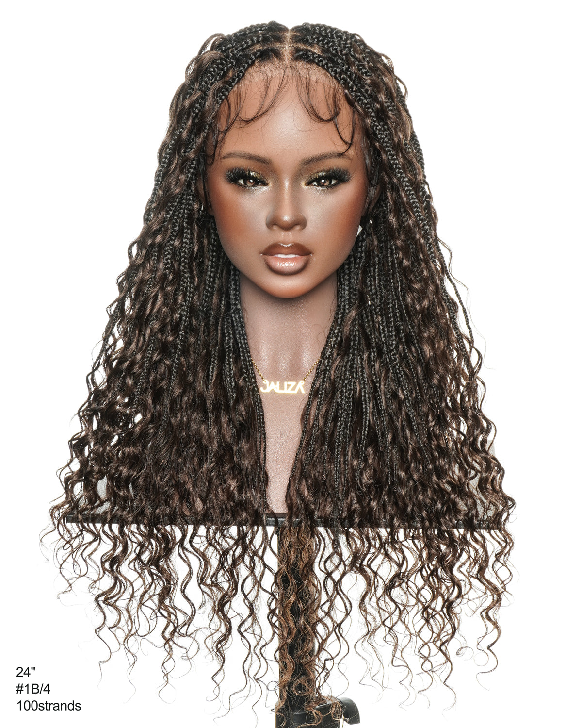 Kiki - 24" Pre Bleached Human Hair Lace Base Swiss HD Full Lace Human Hair Curls Boho Box Braided Wig