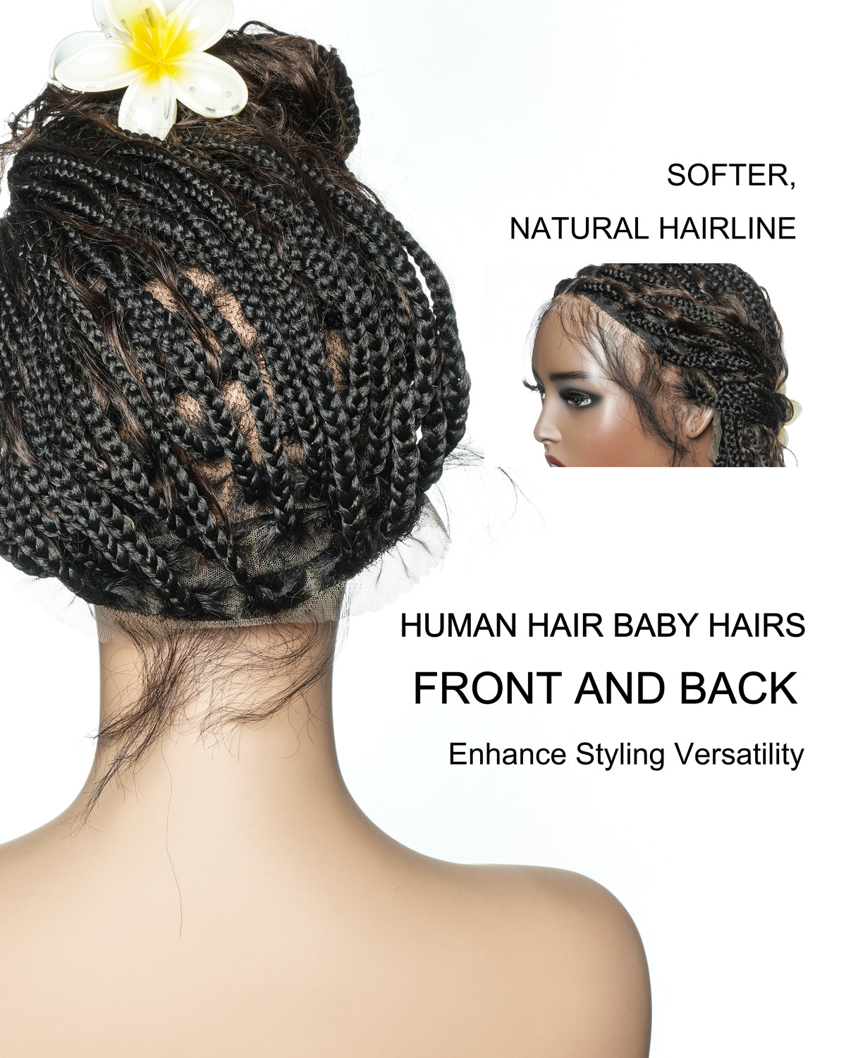 26" Dark Brown #4 Pre Bleached Human Hair Curls Boho Box Braided Wig