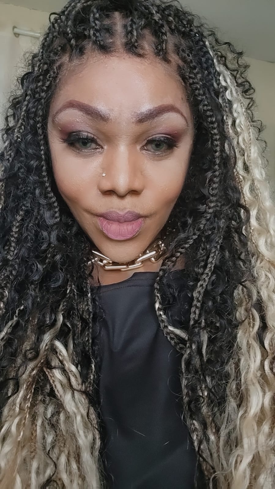 Diane's Pre bleached Human Hair Lace Ombre Boho Box Braided Wig (Extra Full)