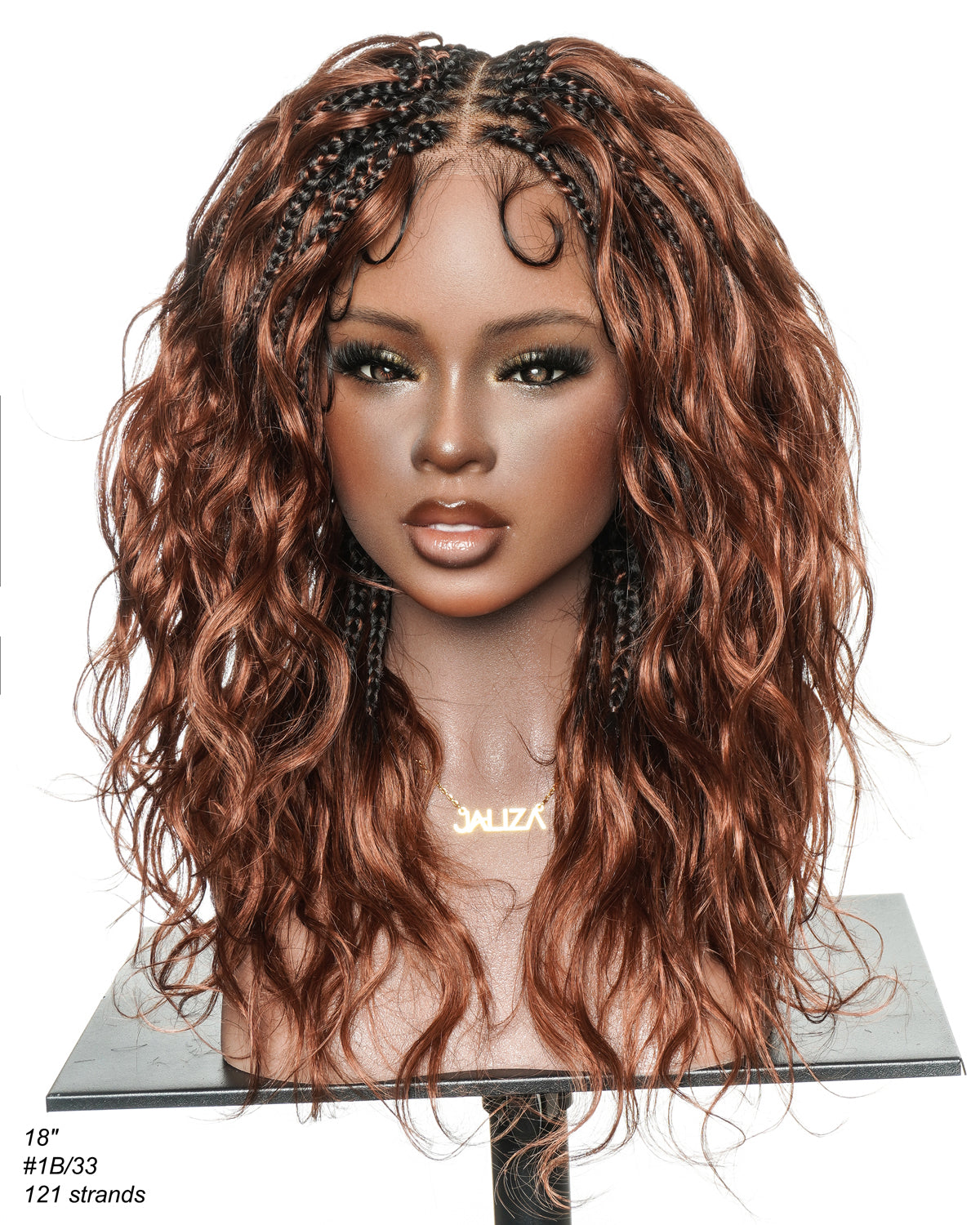 Michelle - Salon-Style Glueless Miracle Braided Wig Pre-Bleached Swiss HD Full Lace Boho Box Braids Bora Bora Human Hair Body Wave Curls