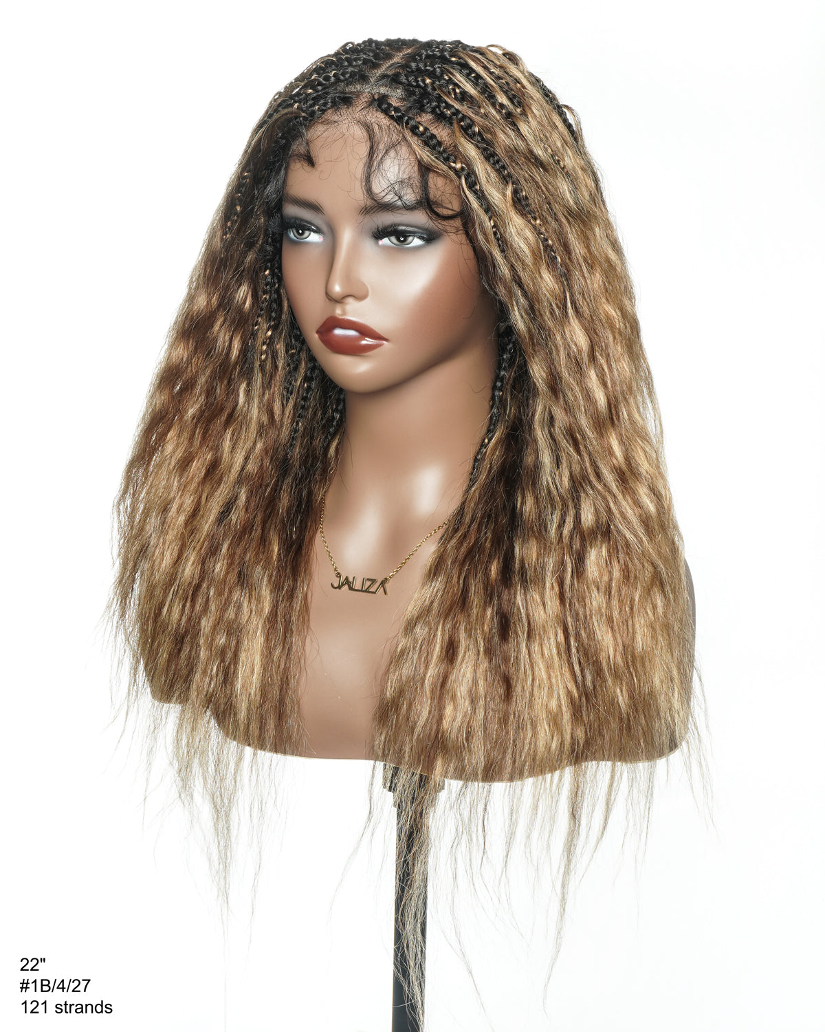 Raina - 22" Bora Bora Human Hair Wet & Wavy Curls Pre Bleached Swiss HD Full Lace Boho Braided Wig