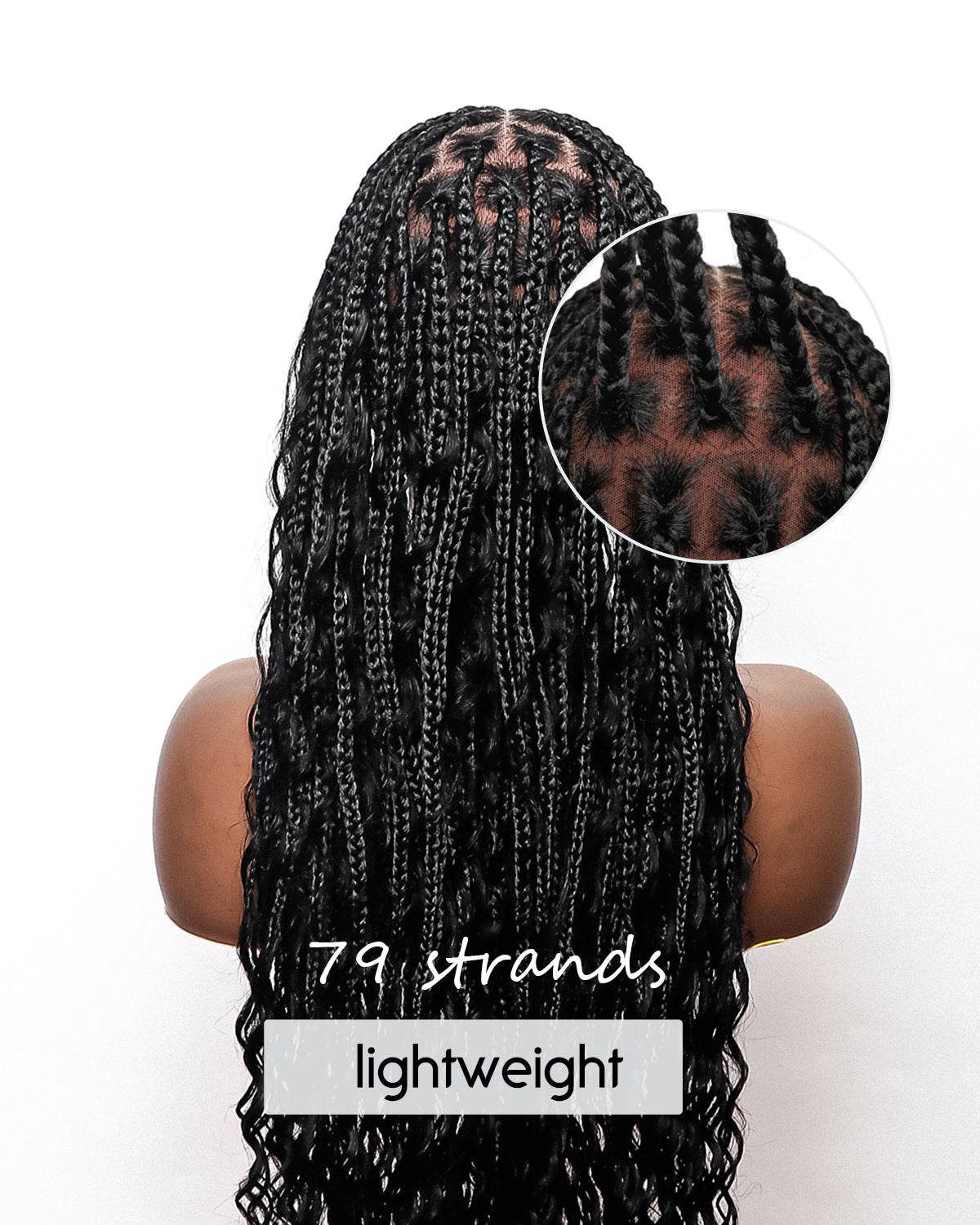 Kiki - 36" Pre Bleached Swiss HD Lace Boho Box Braided Wig
