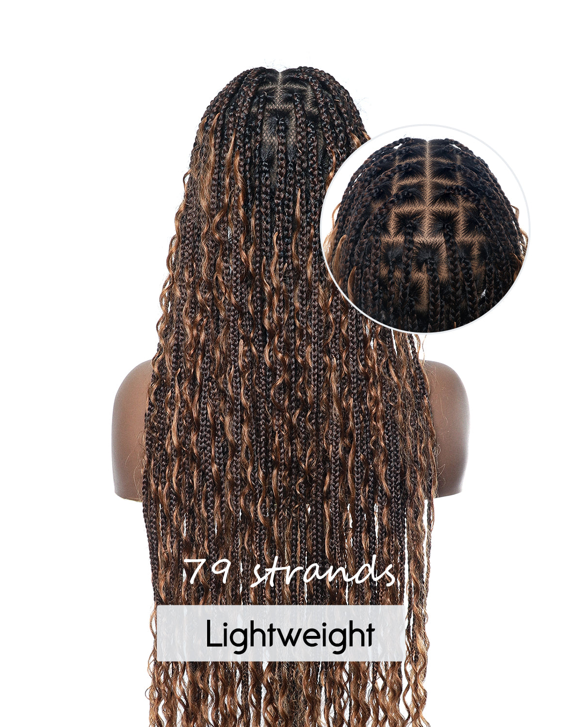 Kiki - 36" Pre Bleached Swiss HD Lace Boho Box Braided Wig