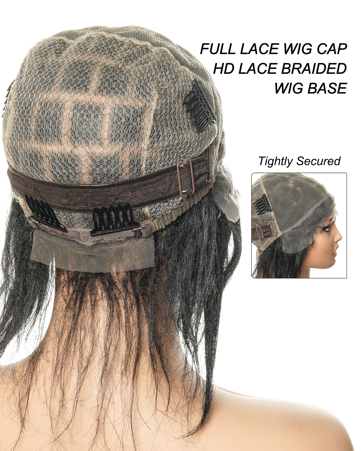 HD Full Lace Cap for Hair Braiding - Human Hair Baby Hair - For Alopecia & Thinning Hair