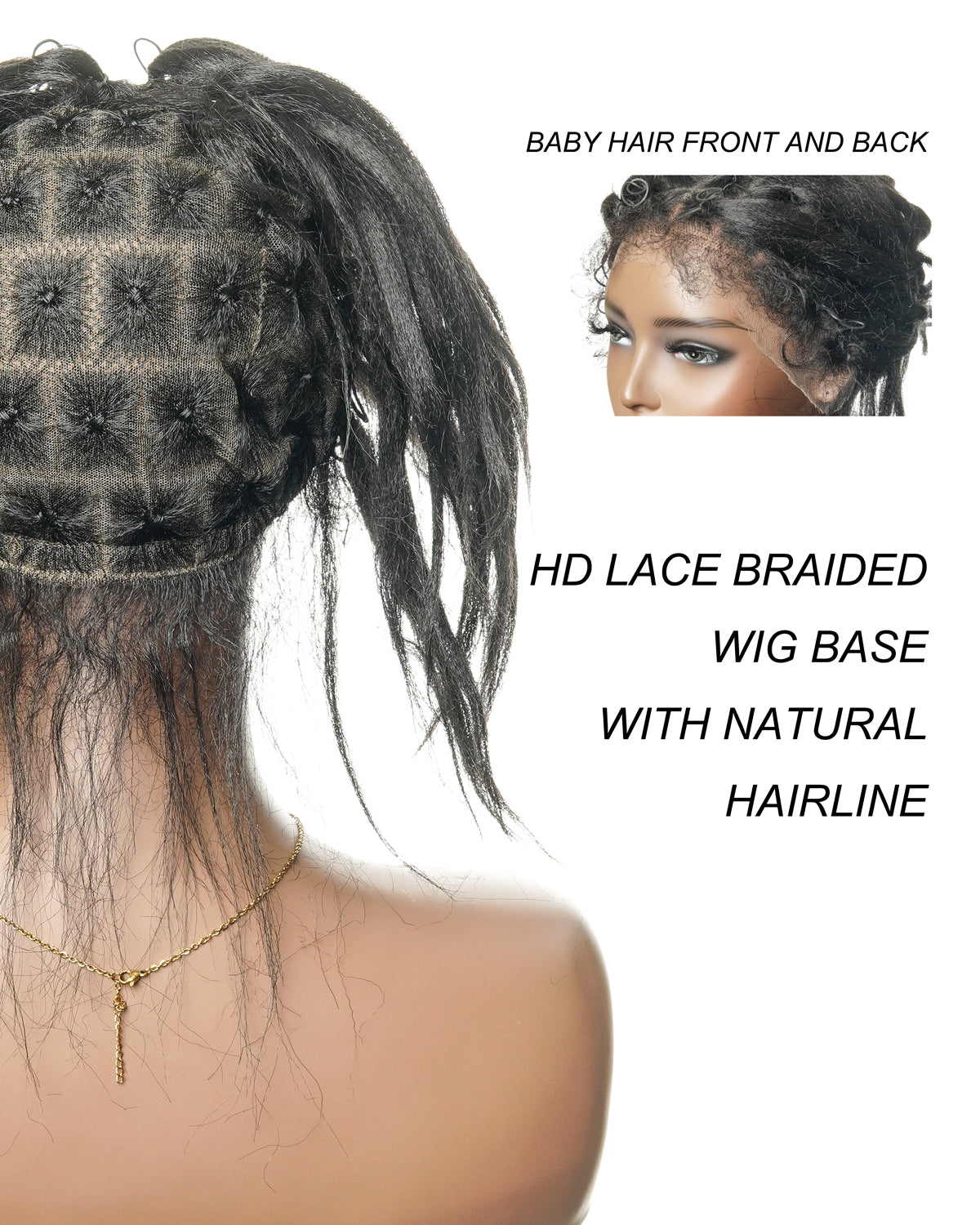 HD Full Lace Cap for Hair Braiding - Human Hair Baby Hair - For Alopecia & Thinning Hair