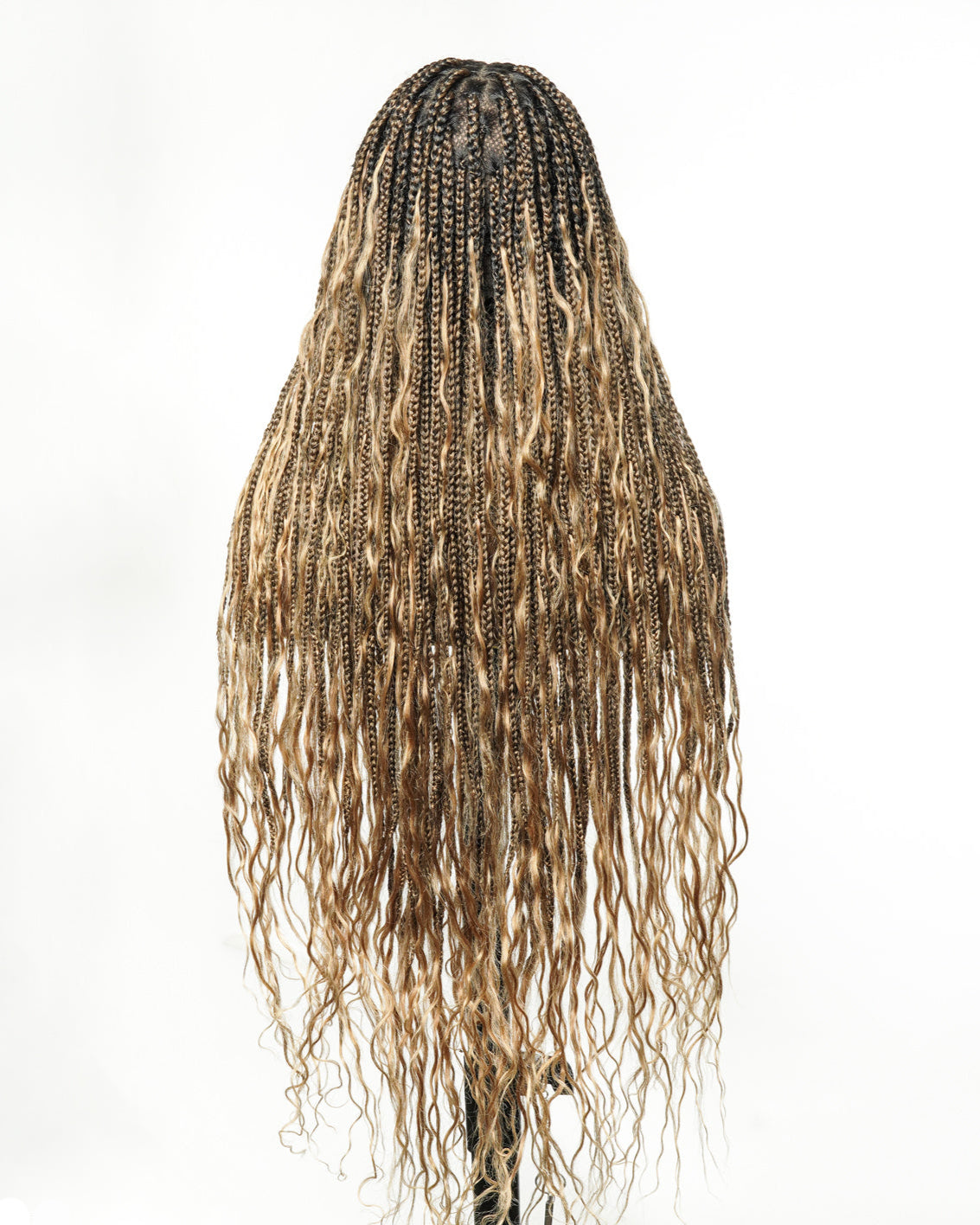 Kiki - Pre Bleached Human Hair Deep Wave Curls Pre Bleached Knotless Swiss HD Full Lace Boho Box Braided Wig