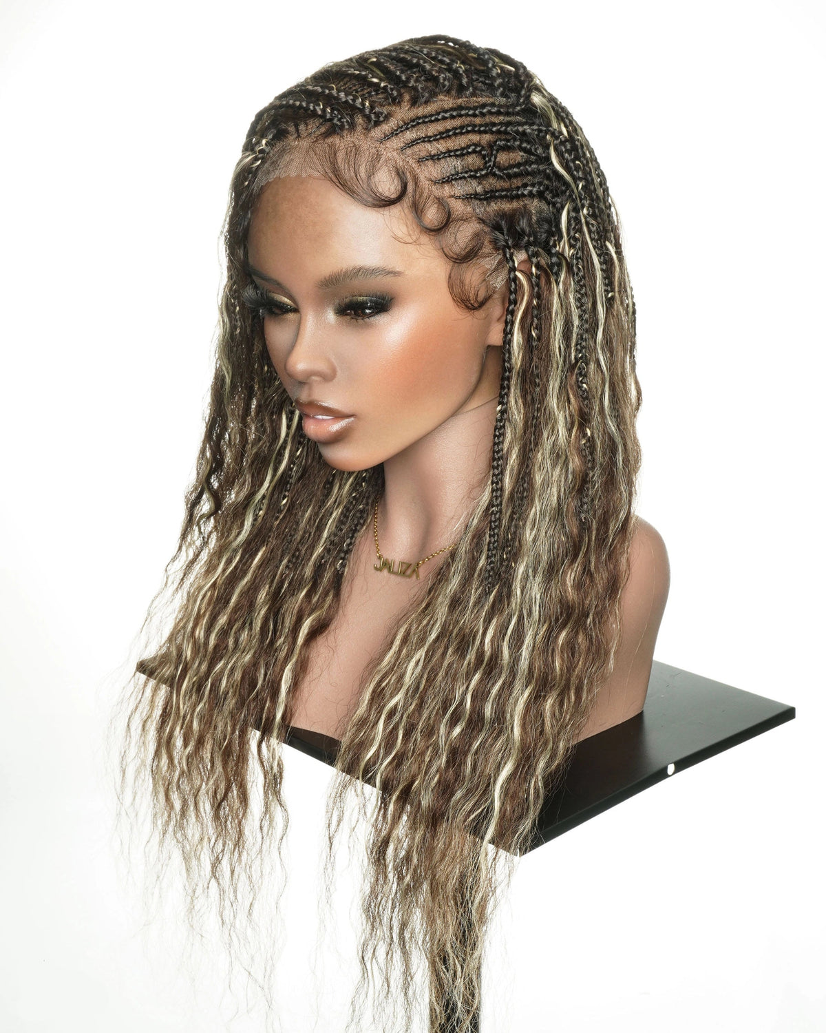 Avery - 24" Body Wave Flip Over Fulani Human Hair Boho Braids With Cornrow Braided Wig