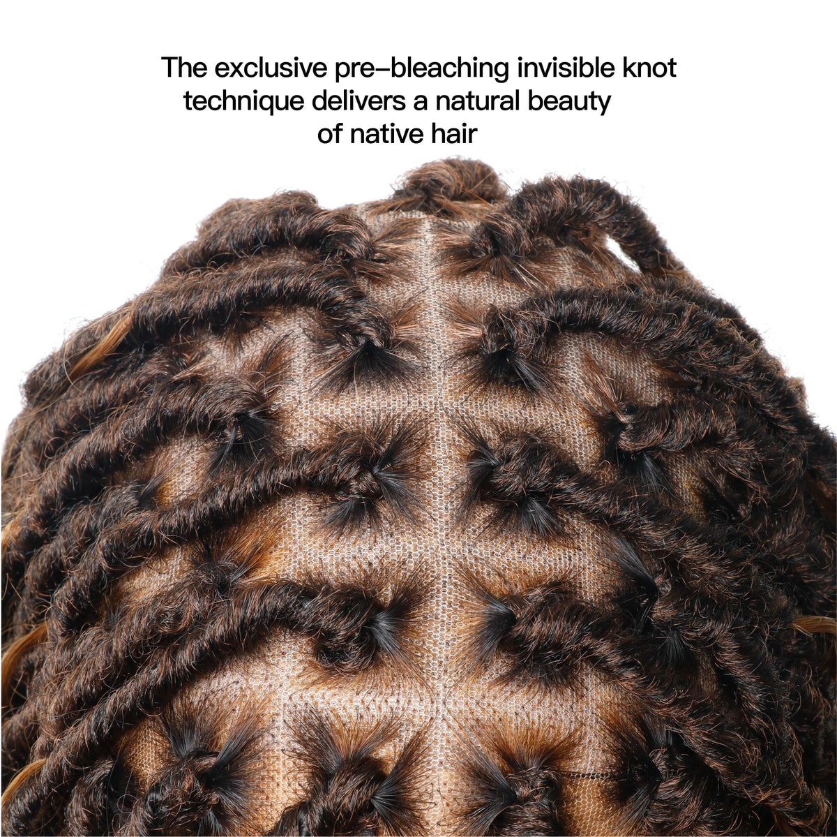 JALIZA 30 inch Ombre Brown 1B-30 Tangleless Boho Locs Pre Bleached Full Lace Braided Wig Middle Part (Mannequin - Close View)