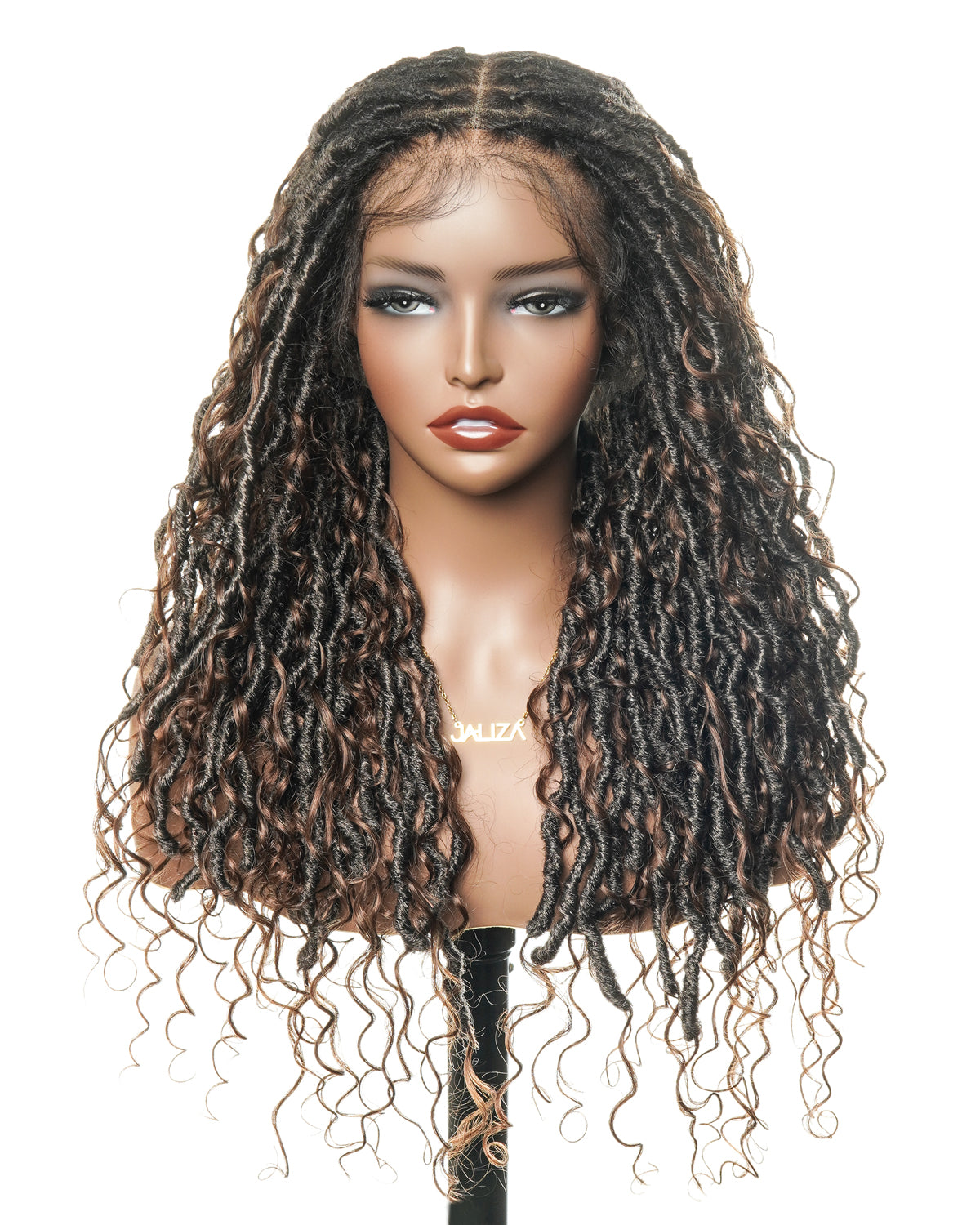 Salon-level Knotless Boho Locs Swiss HD Full Lace Human Hair Boho Curls Locs Wig