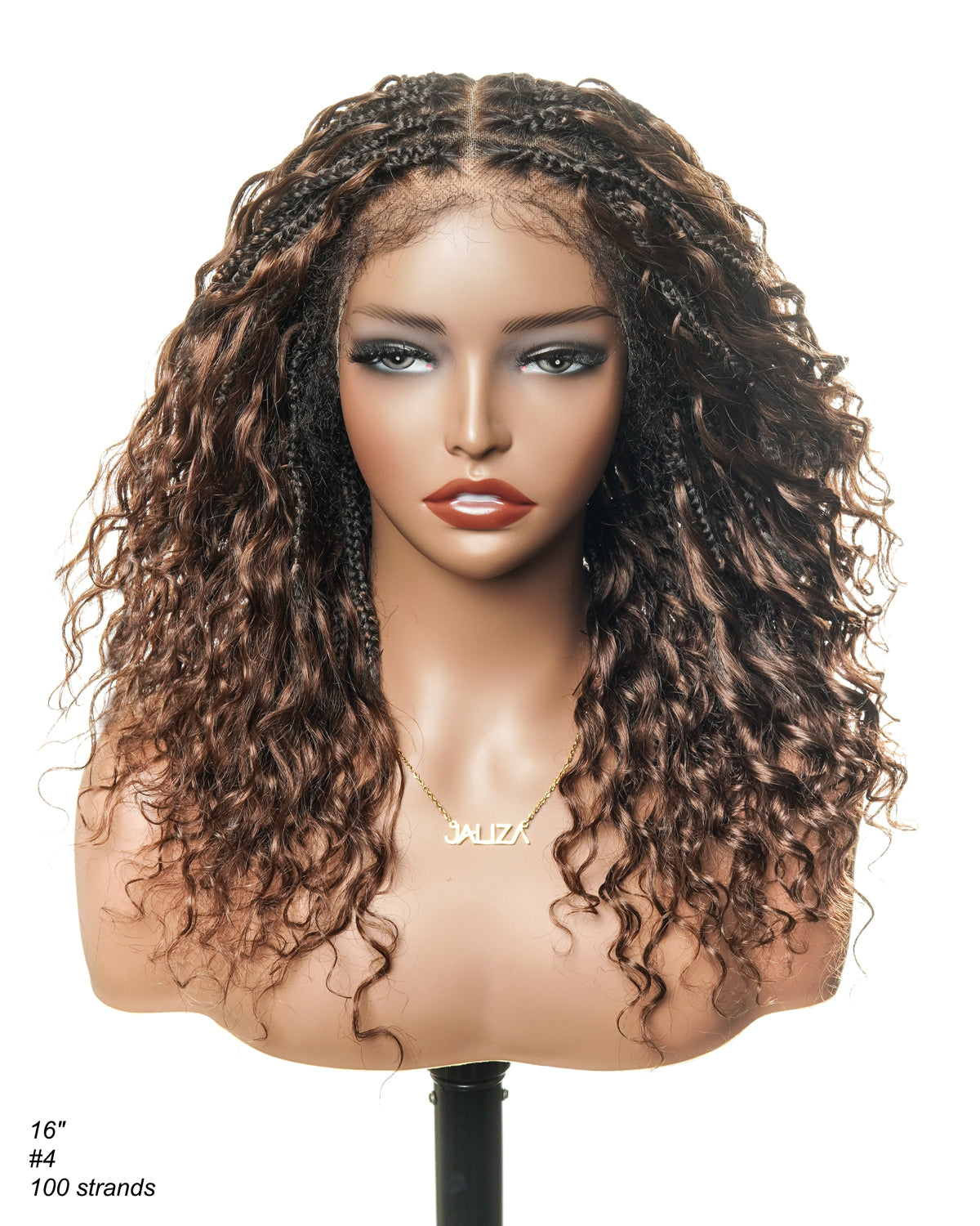 Kiki - Pre Bleached Human Hair Deep Wave Curls Pre Bleached Knotless Swiss HD Full Lace Boho Box Braided Wig