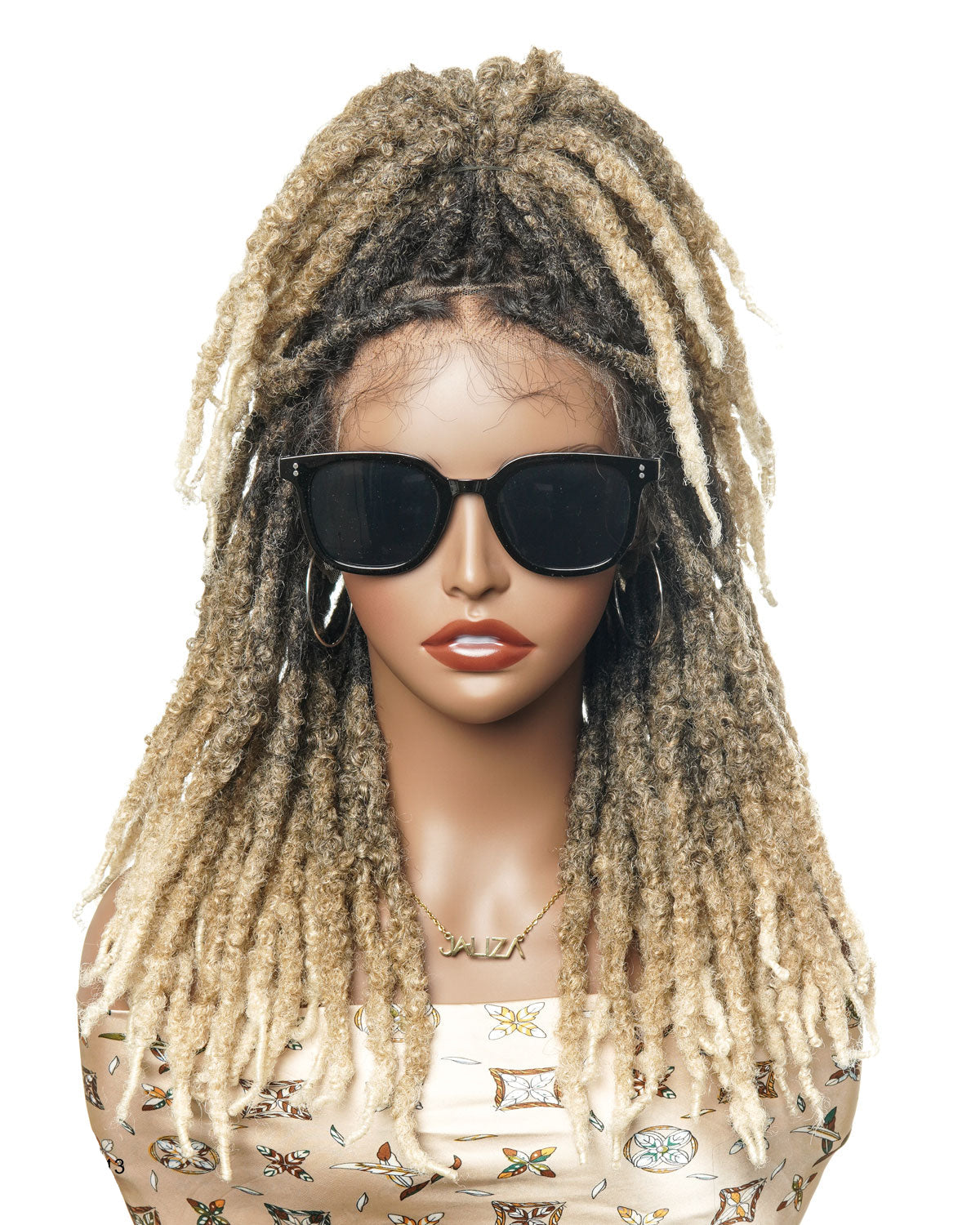 18" Soft And Distressed Faux Locs Pre Bleached Swiss HD Full Lace Wig