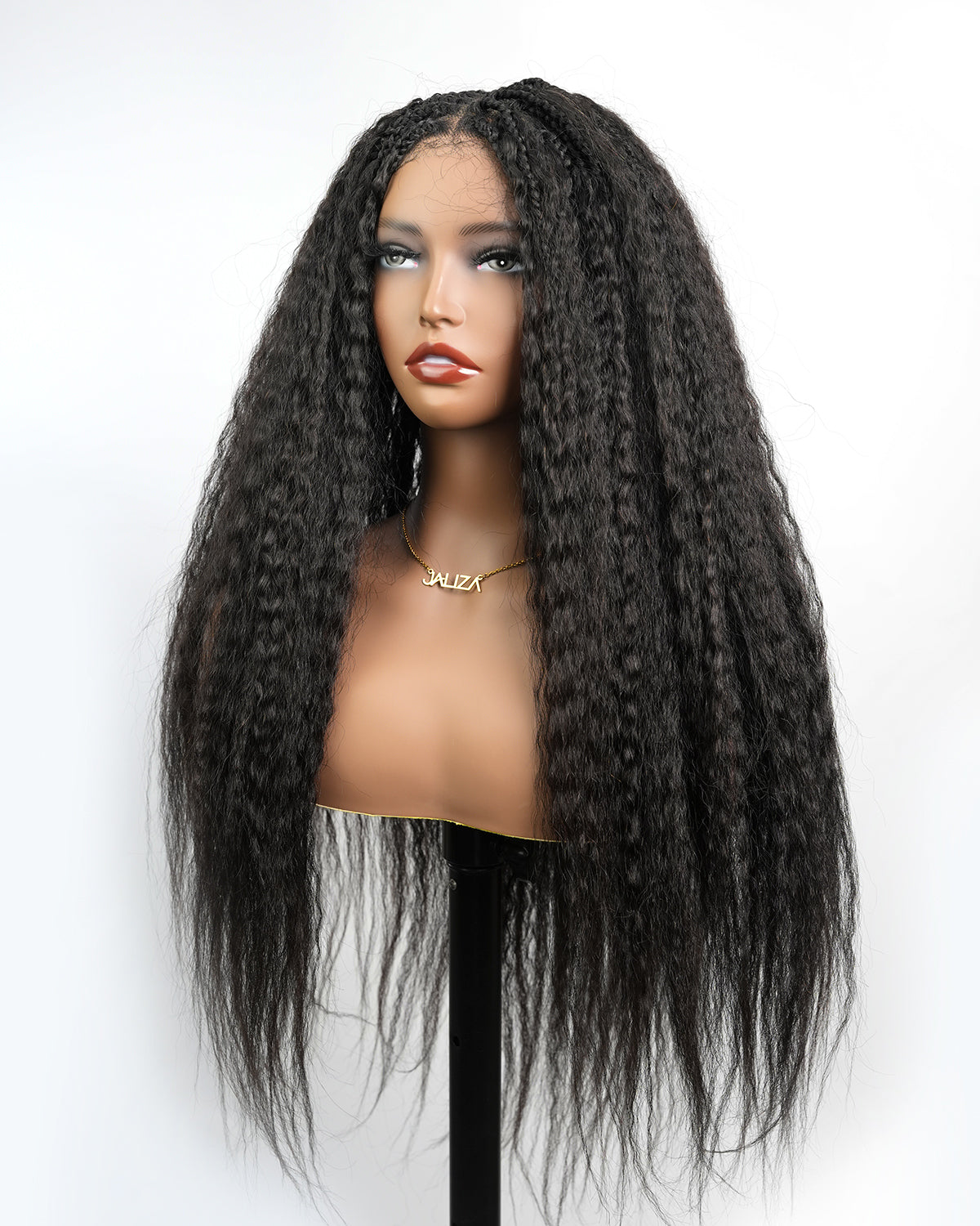 Makeda - Kinky Straight Virgin Human Hair Ultra Full Boho Box Braided Wig