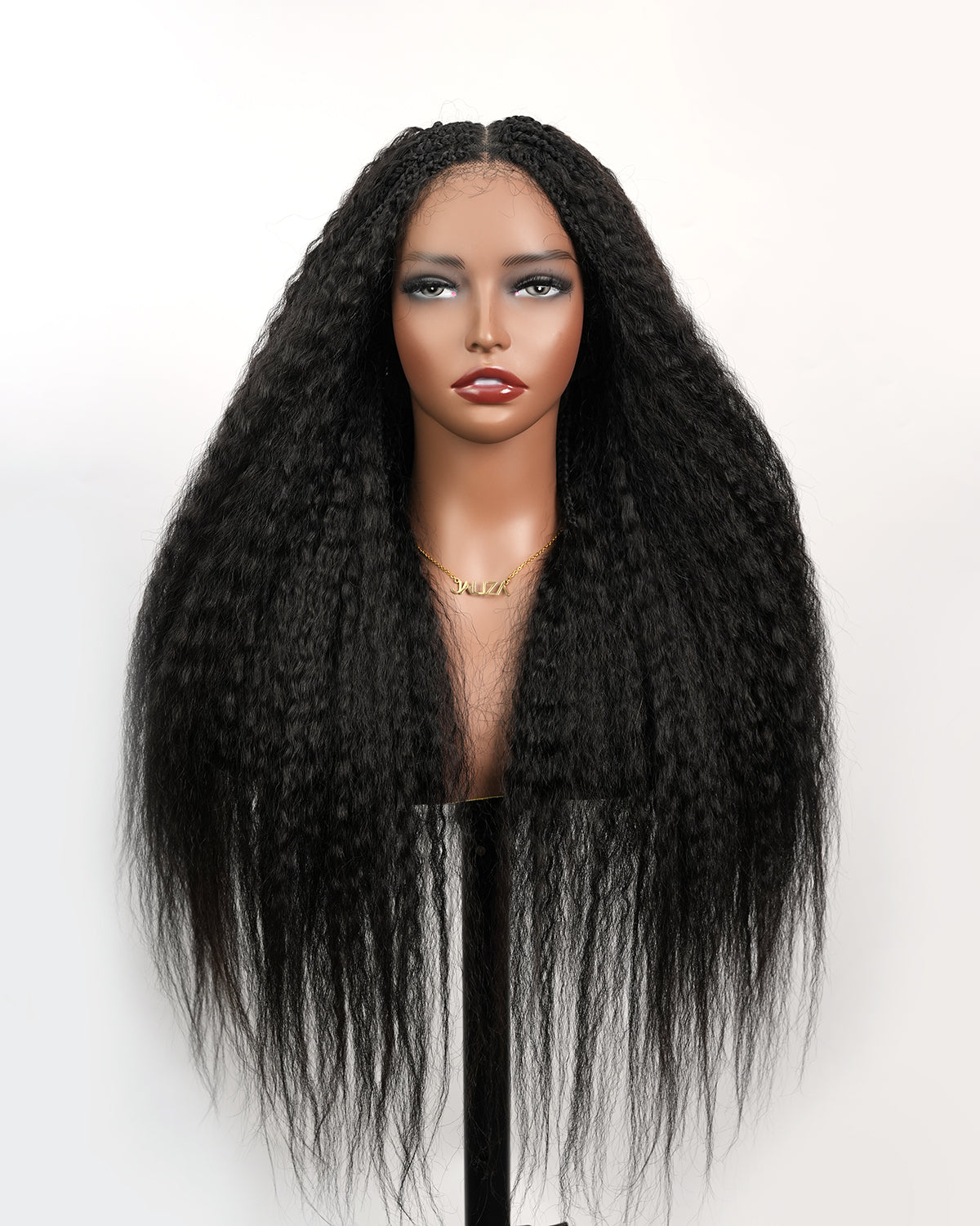 Makeda - Kinky Straight Virgin Human Hair Ultra Full Boho Box Braided Wig