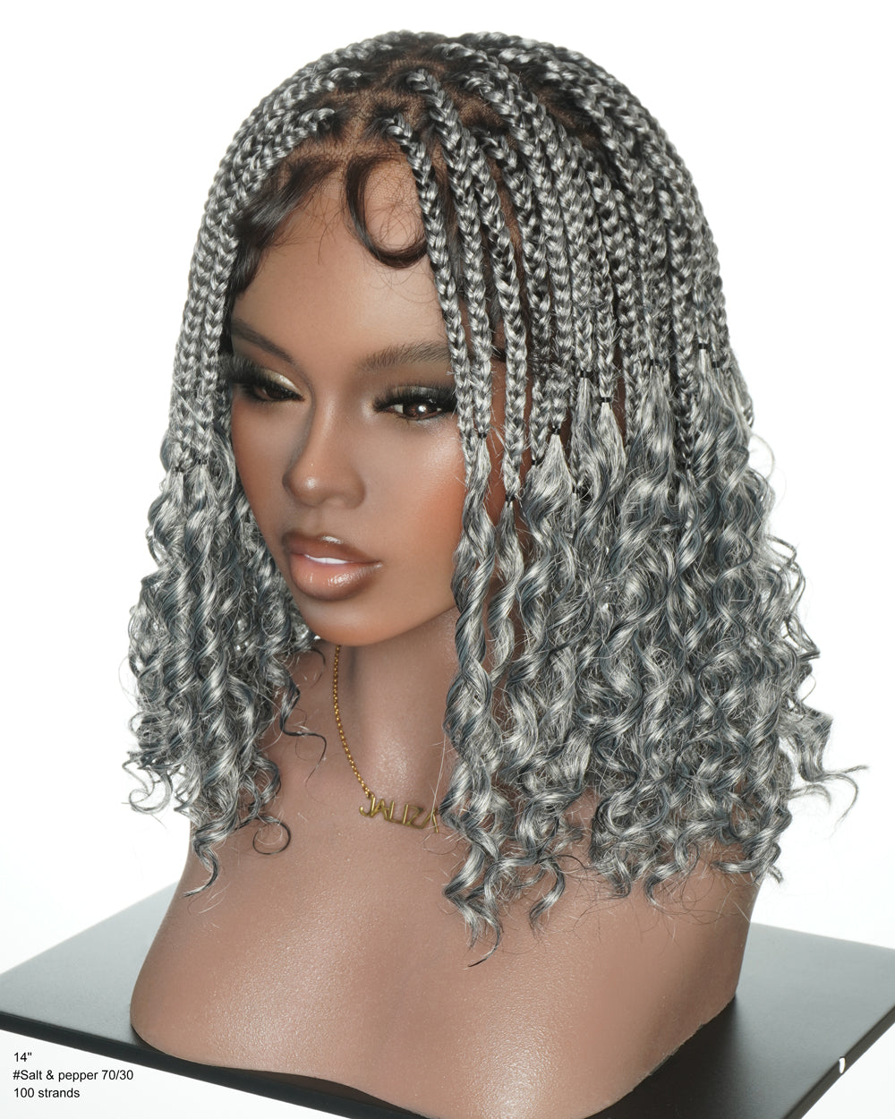 Nina - JALIZA Slip-On™ Salt & Pepper (More Salt) Curly Ends Braided Wig