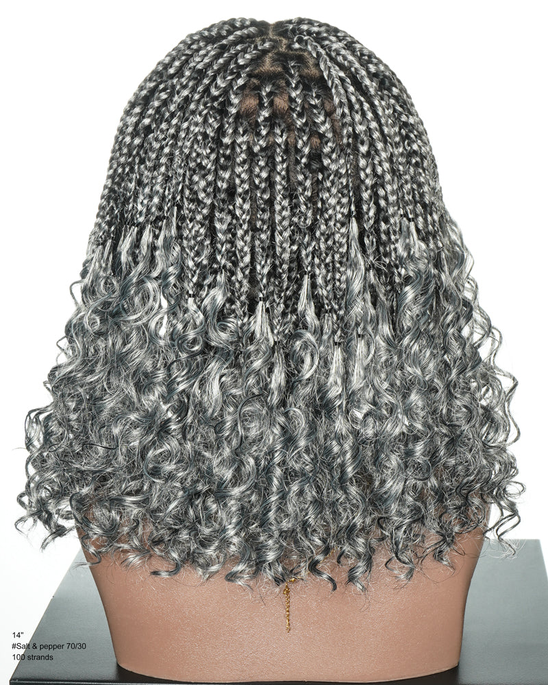 Nina - JALIZA Slip-On™ Salt & Pepper (More Salt) Curly Ends Braided Wig