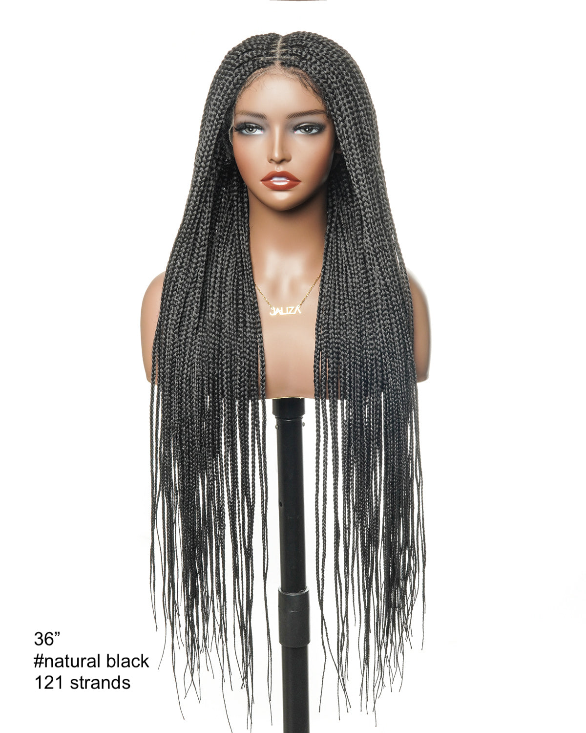 36" Pre Bleached Human Hair Swiss HD Lace Lightweight Knotless Box Braided Wig 100 Strands