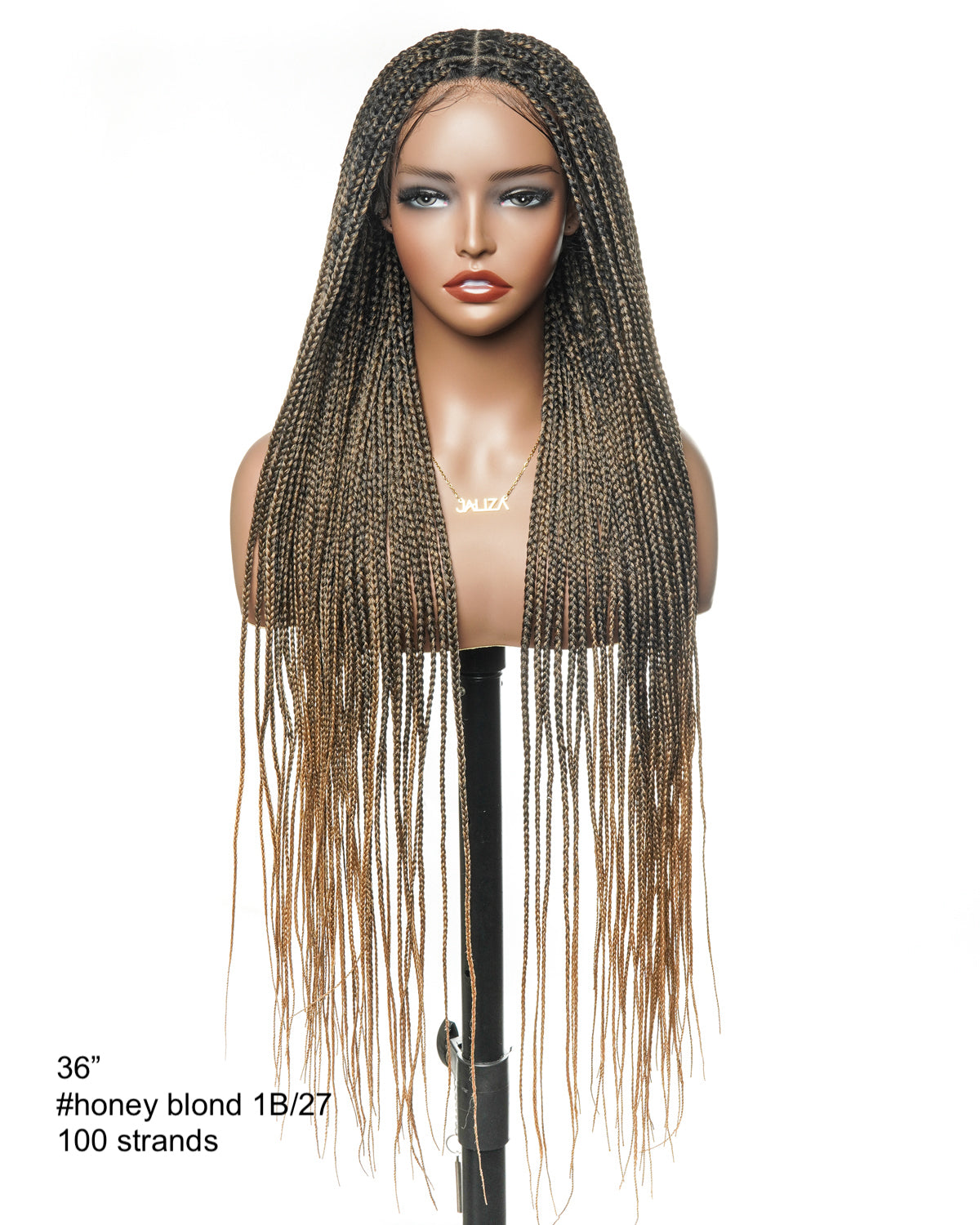 36" Pre Bleached Human Hair Swiss HD Lace Lightweight Knotless Box Braided Wig 100 Strands