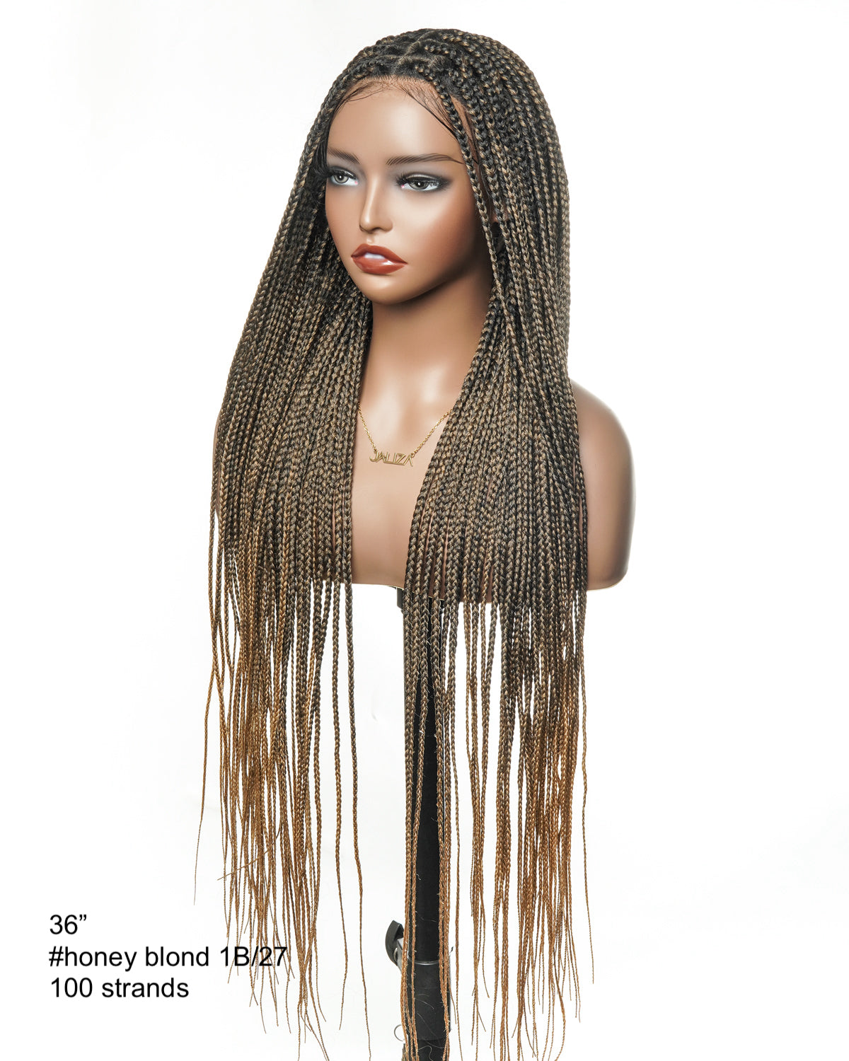 36" Pre Bleached Human Hair Swiss HD Lace Lightweight Knotless Box Braided Wig 100 Strands