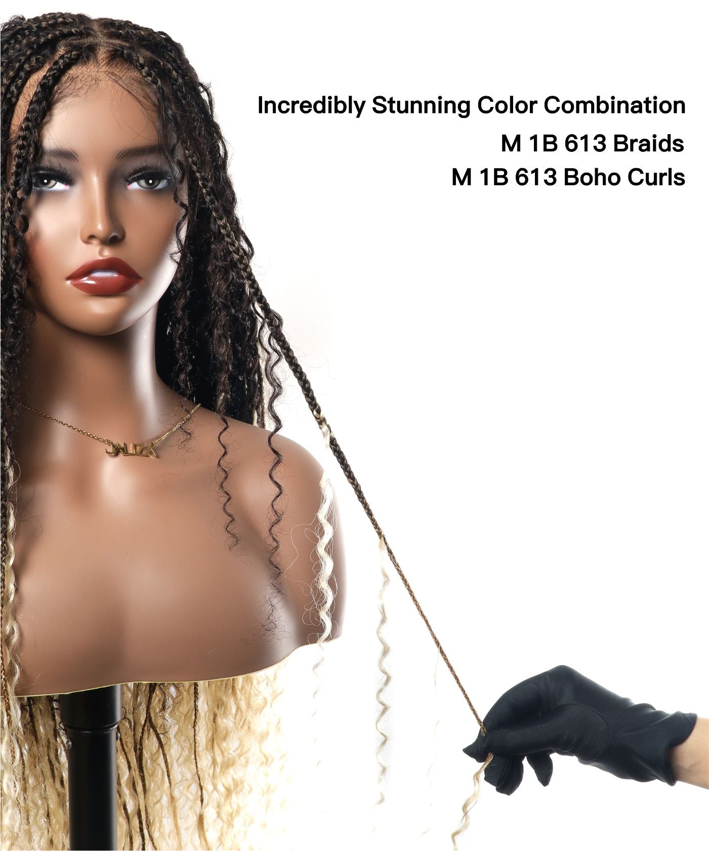 Diane's Pre bleached Human Hair Lace Ombre Boho Box Braided Wig (Extra Full)