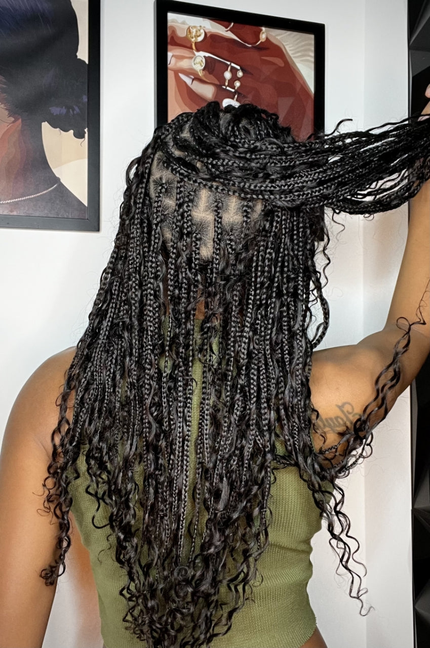 Coco - Glueless Human Hair Braided Wig Pre Cut HD Full Elastic Lace Free Part Ready-To-Go (Lace Not Hand Tied)