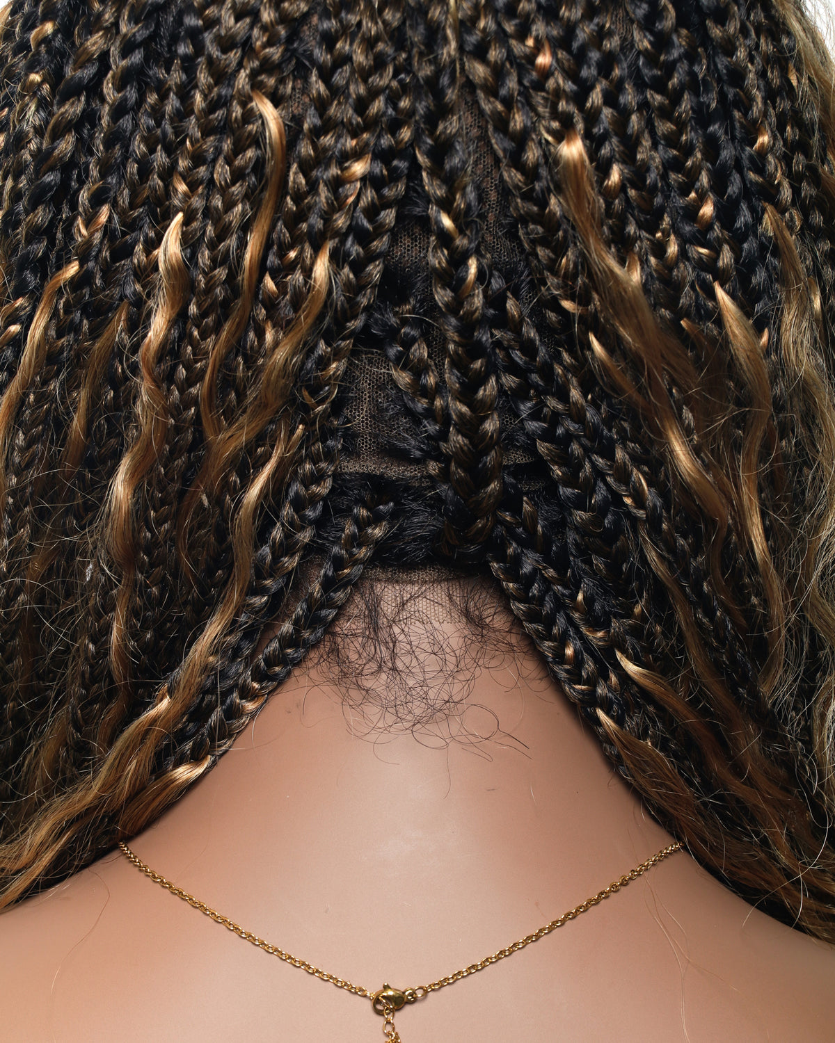 36" Human Hair Boho Curls Swiss HD Lace Knotless Box Braided Wig Full Hand-tied - Human Baby Hair