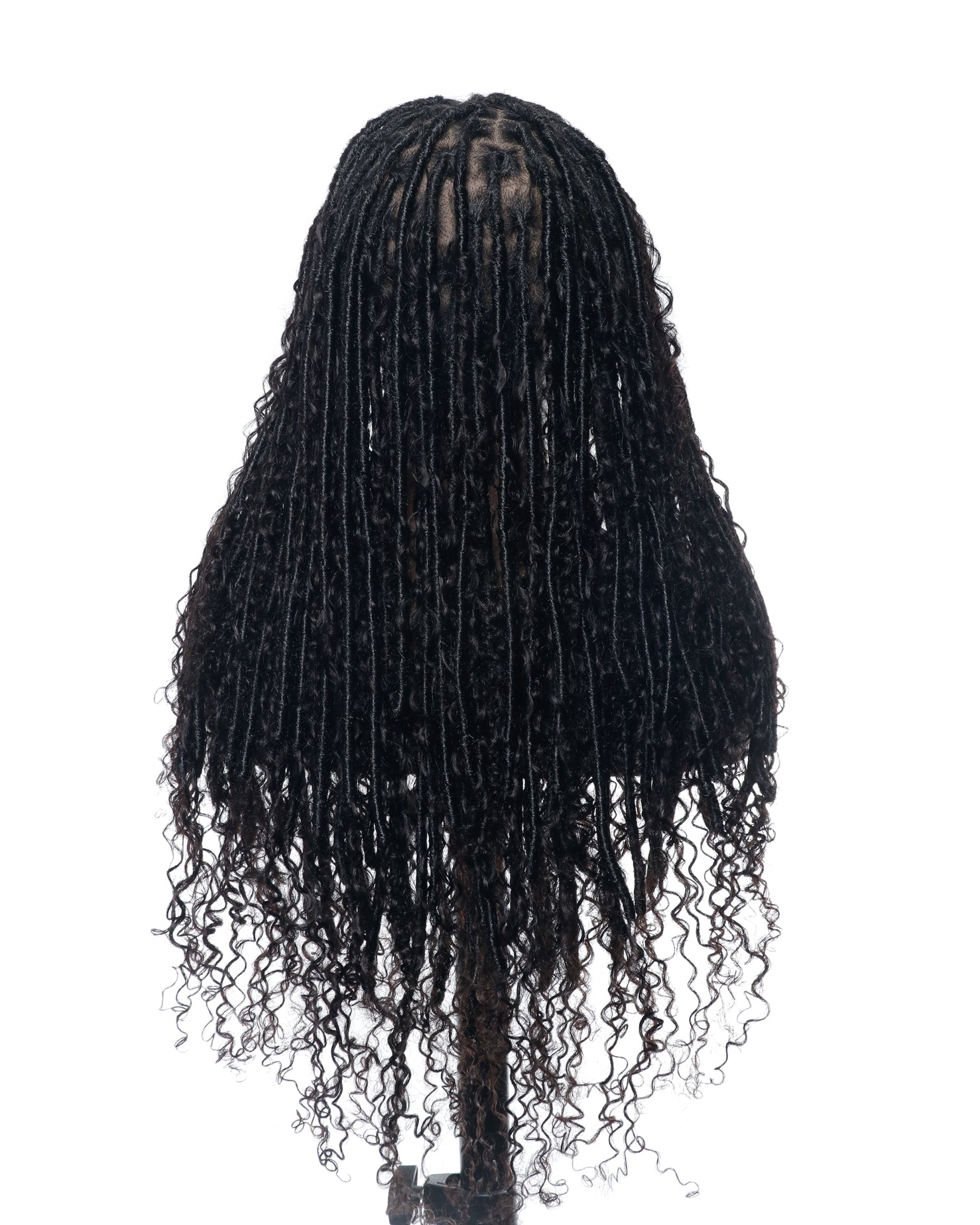 Salon-Level Knotless Boho Style Silky Soft Locs 28" HD Full Lace Human Hair Boho Curls 100 Strands Wig