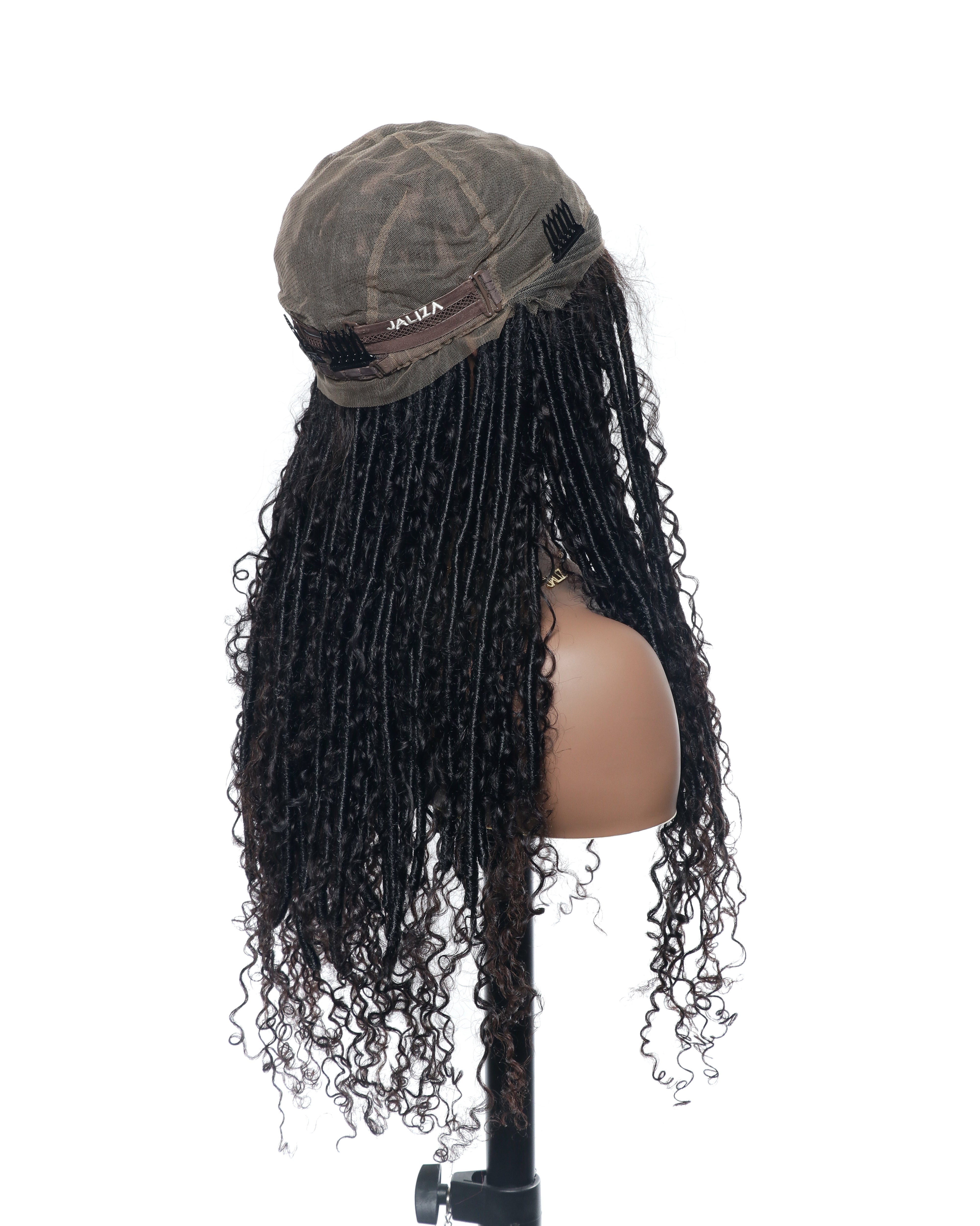 Salon-Level Knotless Boho Style Silky Soft Locs 28" HD Full Lace Human Hair Boho Curls 100 Strands Wig