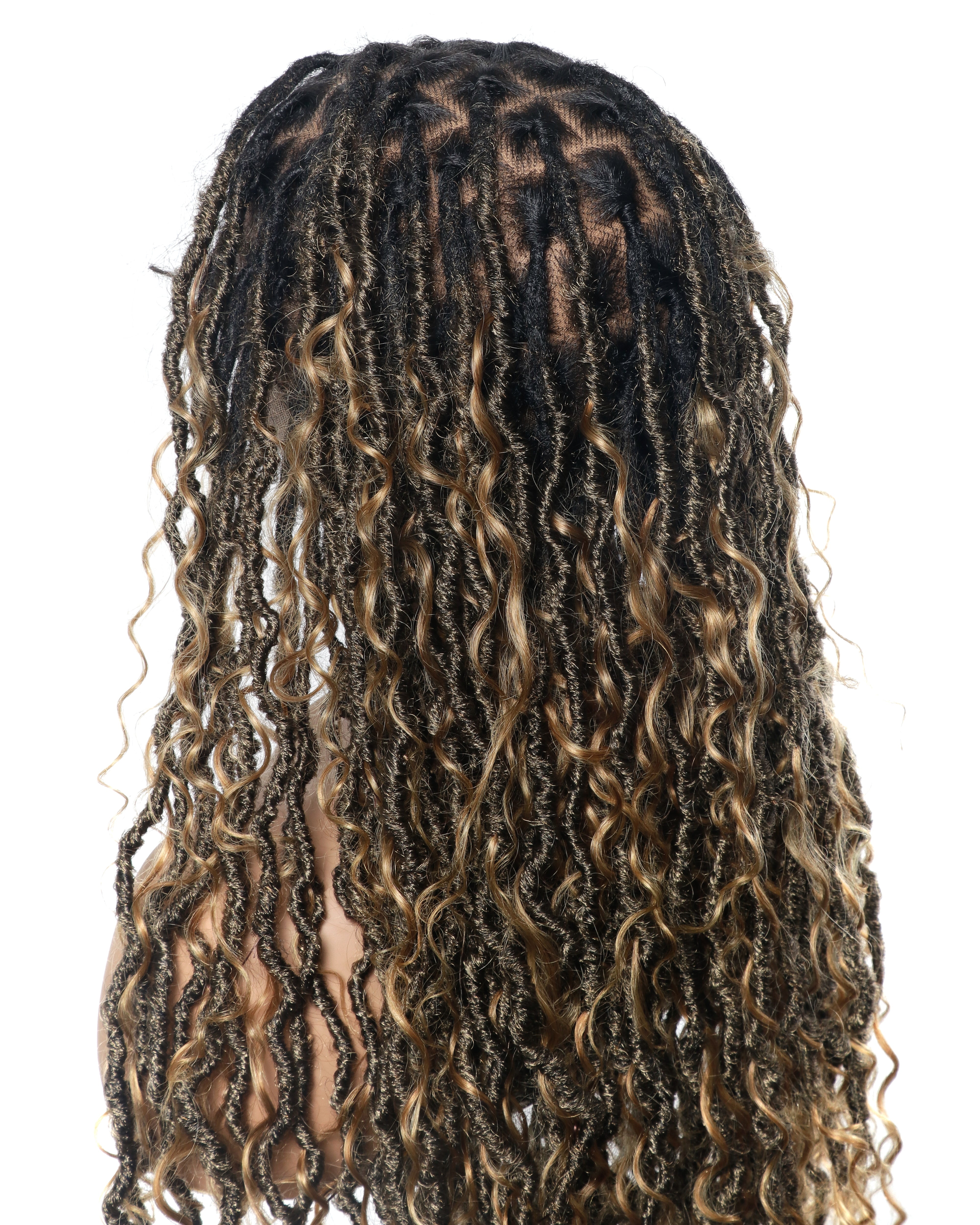 Salon-level Knotless Boho Locs Swiss HD Full Lace Human Hair Boho Curls Locs Wig