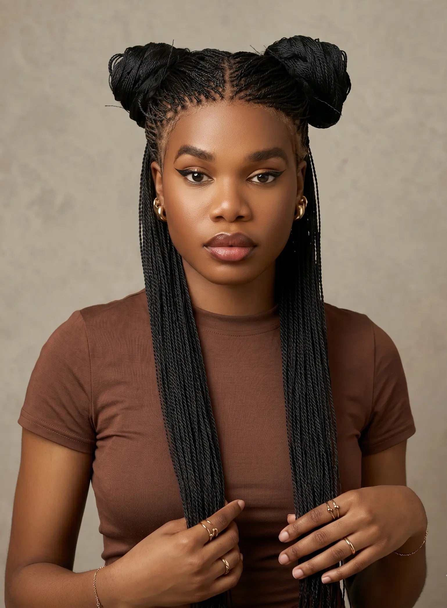 Mica - Micro Senegalese Twist Pre Bleached Swiss HD Full Lace Knotless Braids Wig 799 Strands