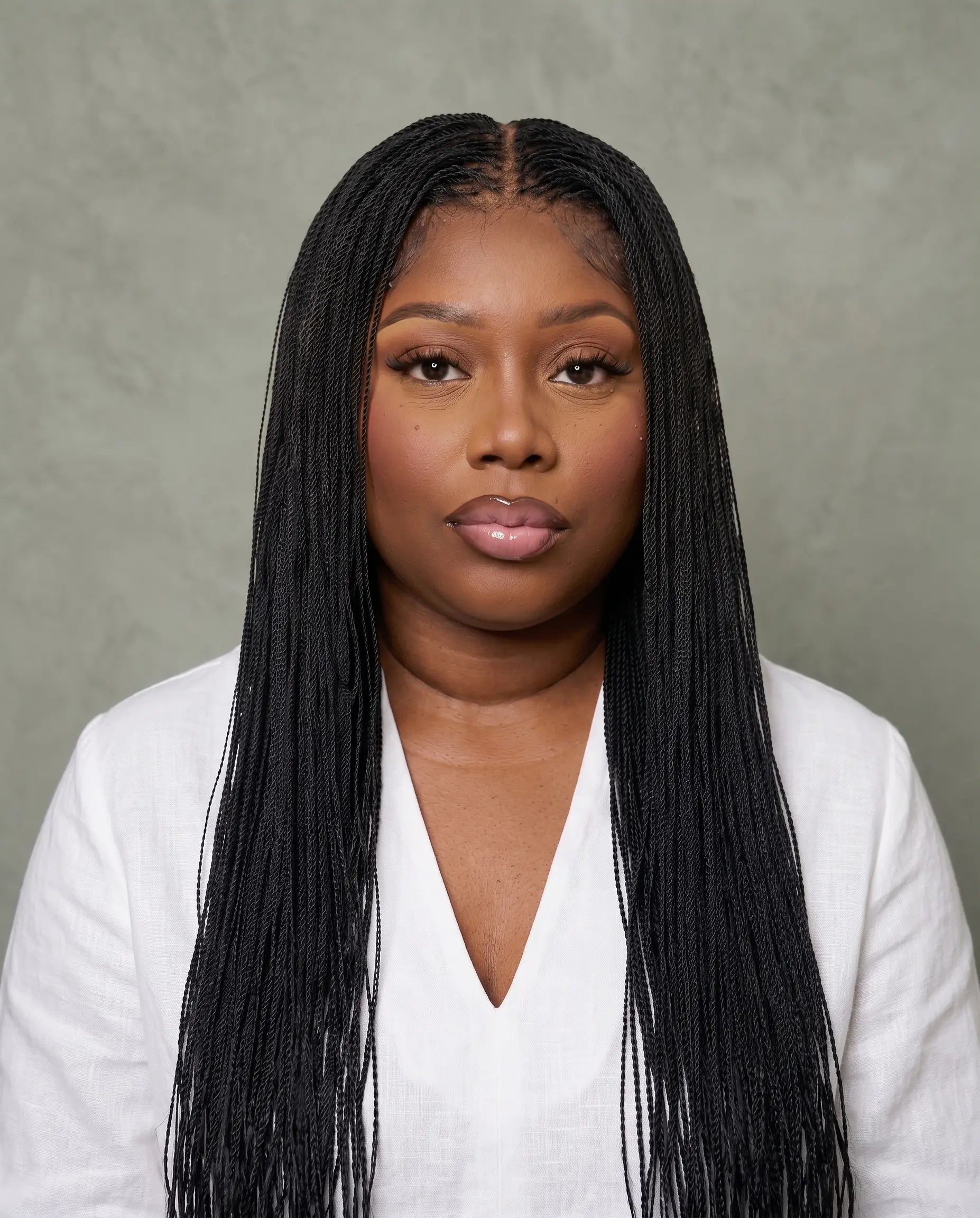 Mica - Micro Senegalese Twist Pre Bleached Swiss HD Full Lace Knotless Braids Wig 799 Strands