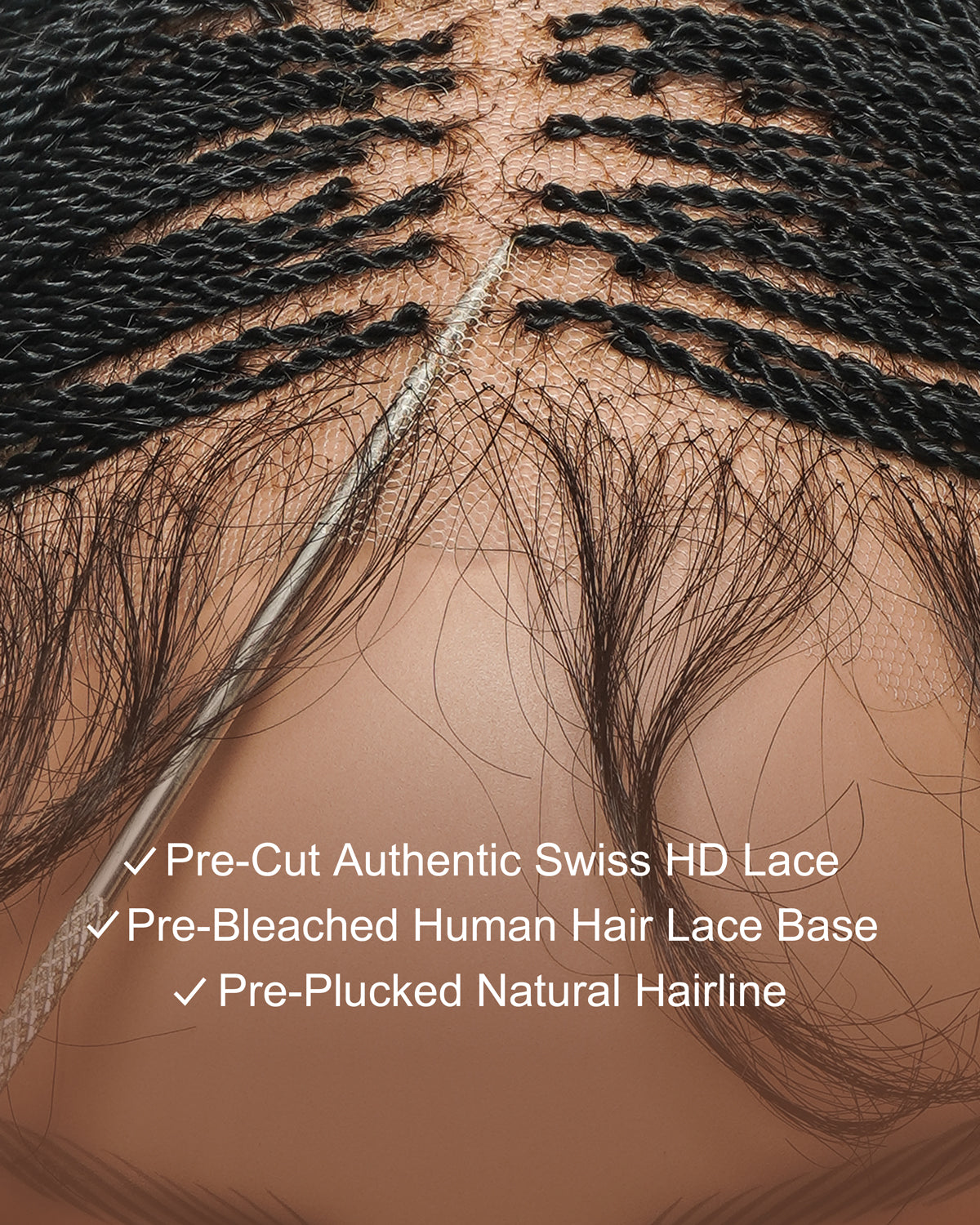 Mica - Micro Senegalese Twist Pre Bleached Swiss HD Full Lace Knotless Braids Wig 799 Strands