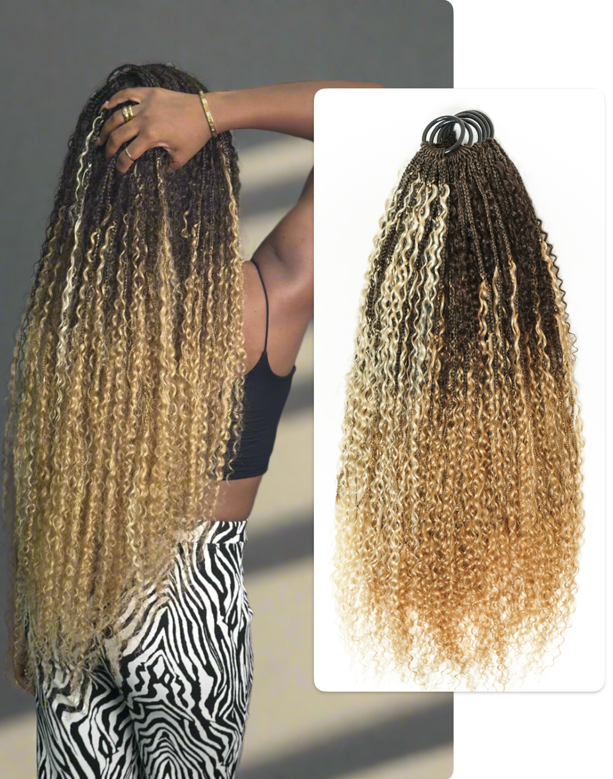 Solana Crochet Braids - 30" Mix Color #4 30 27 613 Pre Loop Crochet with Human Hair Boho Curls (110 Strands)