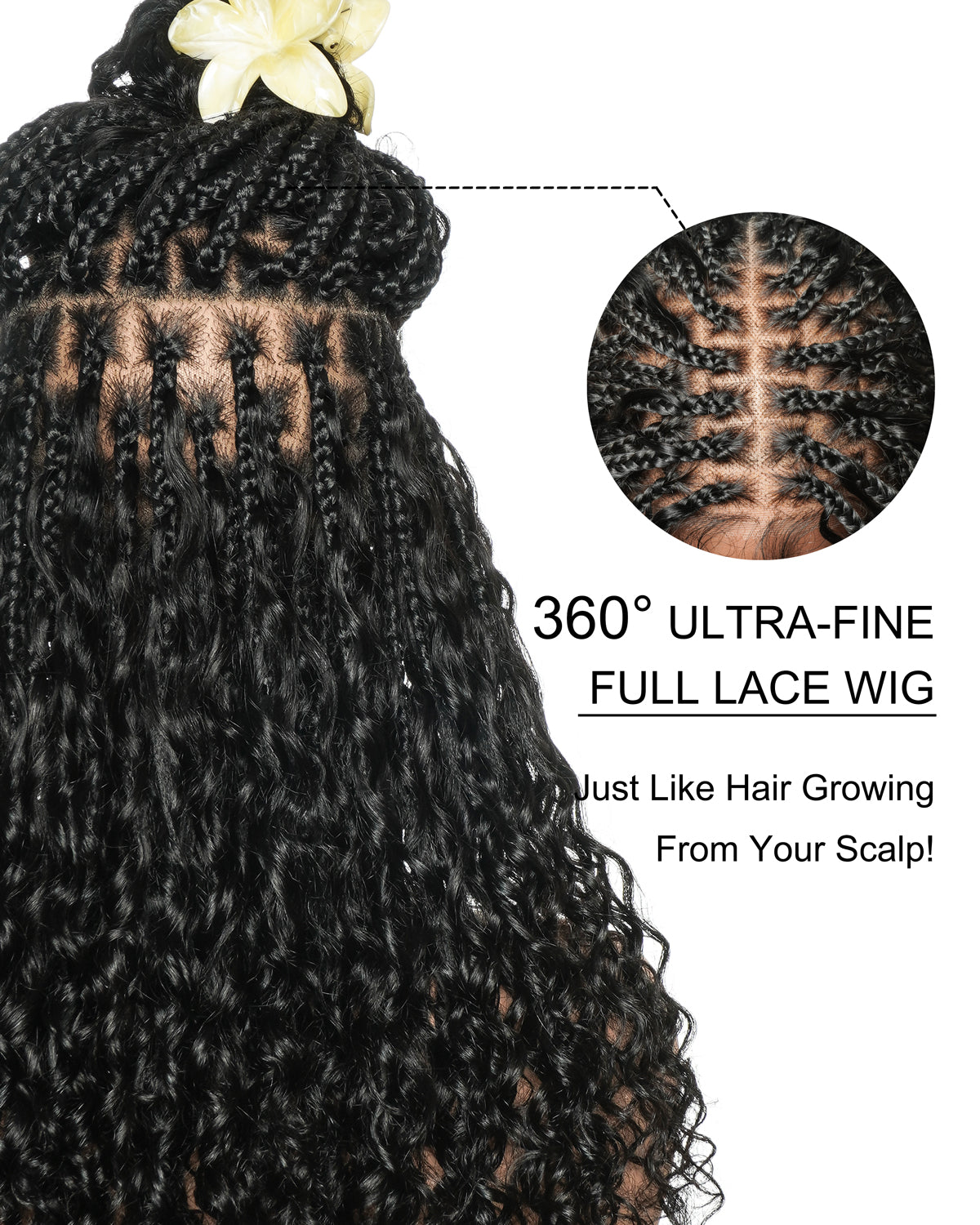Tiana - Miracle Braids Spanish Curl Pre Bleached Human Hair Boho Swiss HD Full Lace Braided Wig