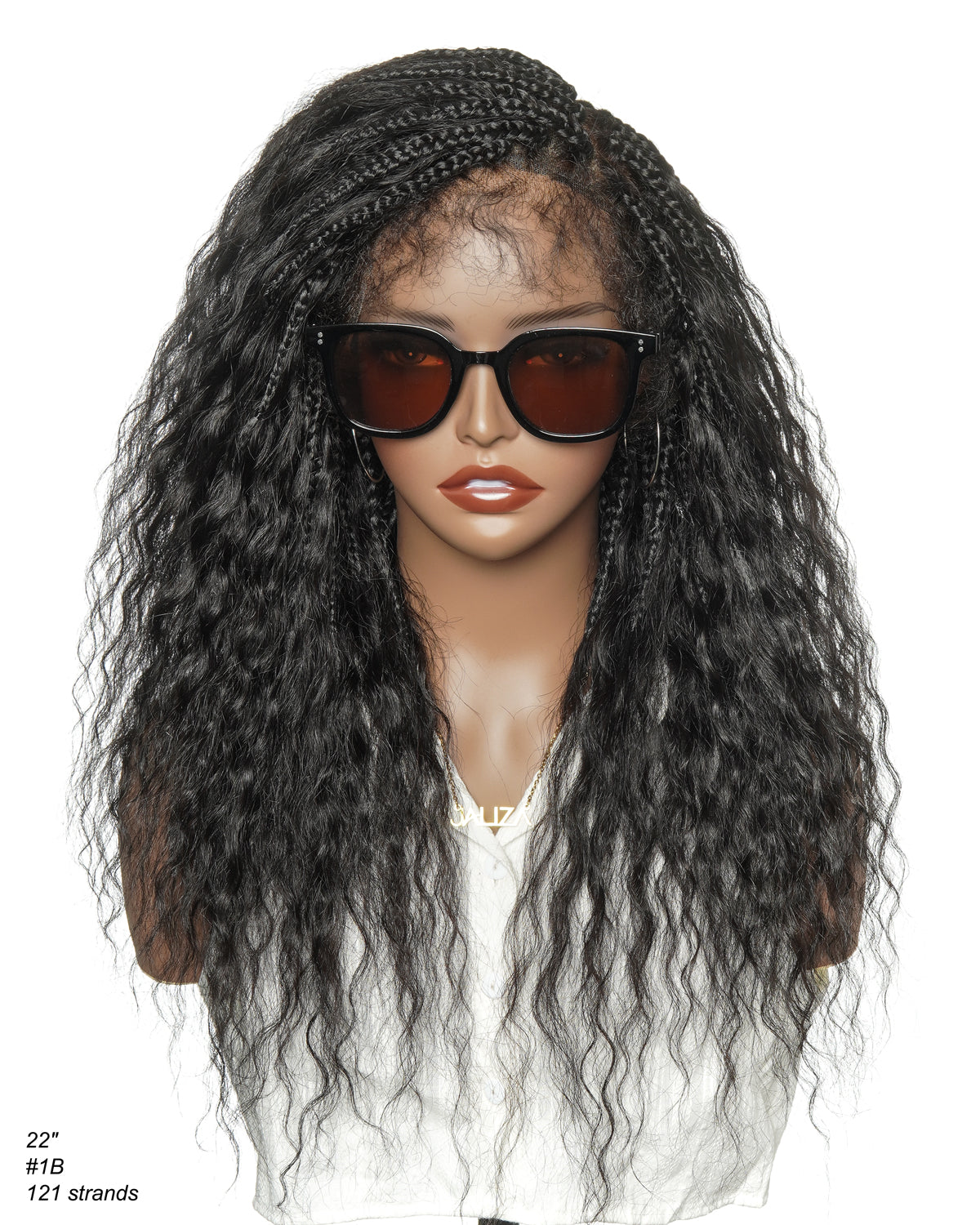 Raina - 22" Bora Bora Human Hair Wet & Wavy Curls Pre Bleached Swiss HD Full Lace Boho Braided Wig