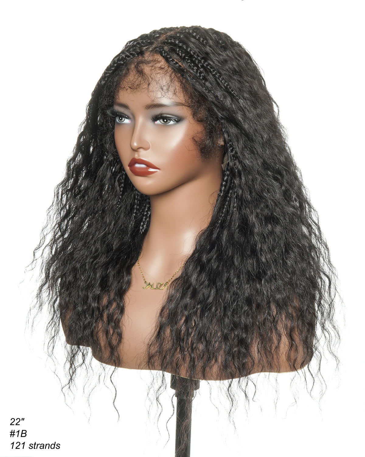 Raina - 22" Bora Bora Human Hair Wet & Wavy Curls Pre Bleached Swiss HD Full Lace Boho Braided Wig