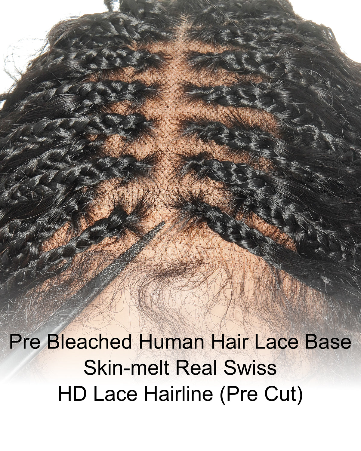 Raina - 22" Bora Bora Human Hair Wet & Wavy Curls Pre Bleached Swiss HD Full Lace Boho Braided Wig